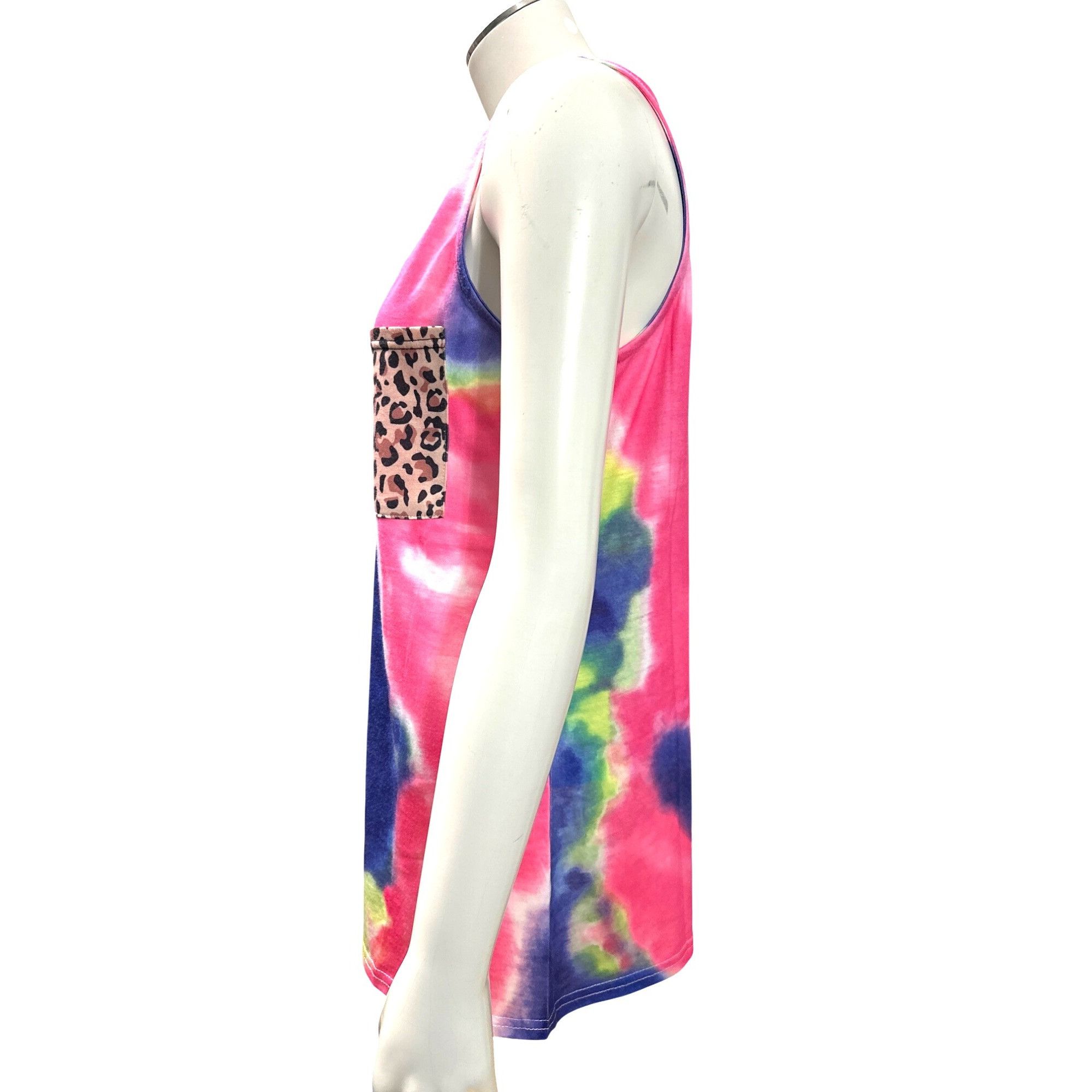Other CCC Colorful Tie Dye Tank Top Leopard Print Chest Pocket Sle Size S / US 4 / IT 40 - 3 Thumbnail