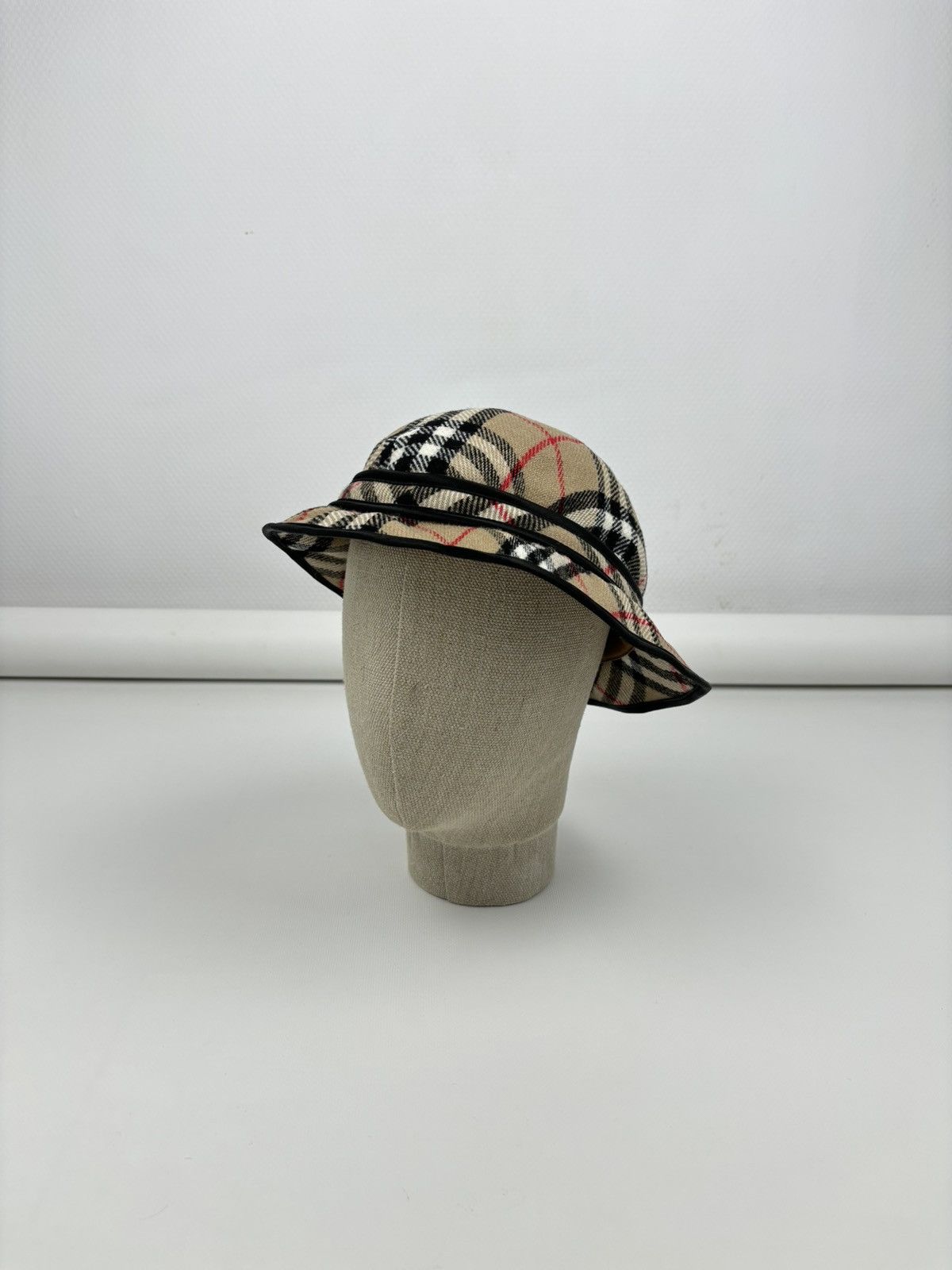 Burberry × Burberry Prorsum RARE VTG 90's BURBERRY'S Wool Nova Check Beige Bucket Hat England Cap Panama M Size ONE SIZE - 4 Thumbnail