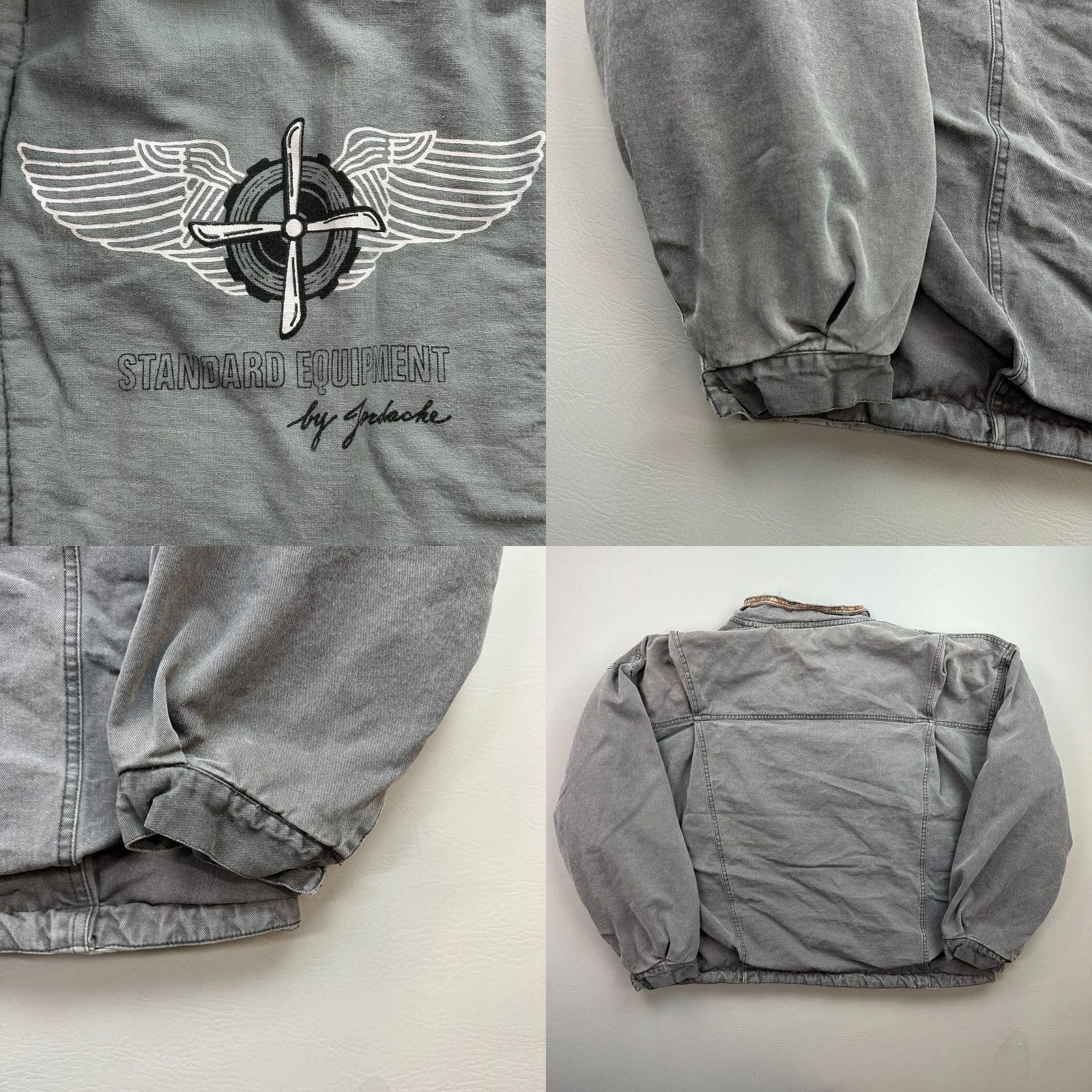 Jordache Vintage Jordache Bomber Jacket Women's XL Gray Padded Canvas Cotton Full Zip Lined Pockets Size XL / US 12-14 / IT 48-50 - 8 Thumbnail
