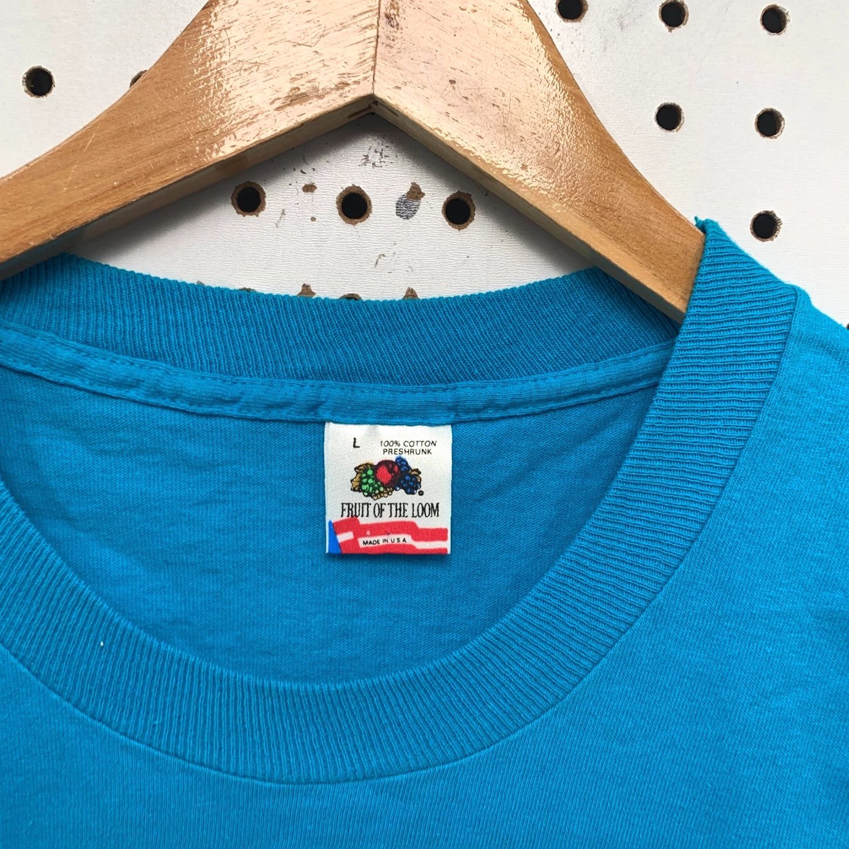 Fruit Of The Loom VINTAGE Fruit of the Loom Shirt Mens L Blue 90s USA Short Sleeve Cotton T-Shirt Size US L / EU 52-54 / 3 - 3 Thumbnail