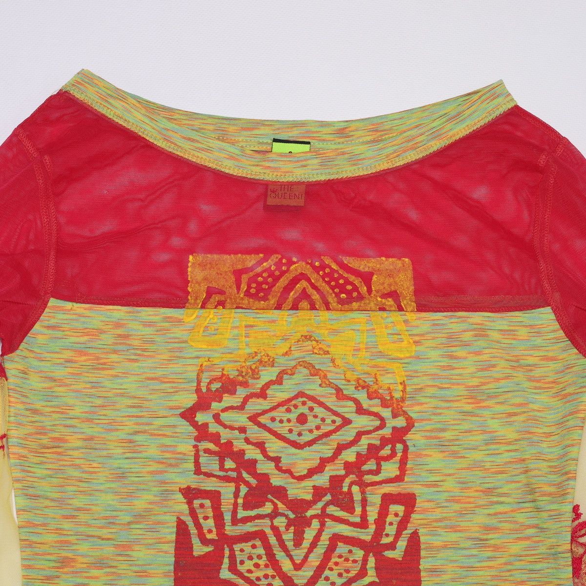 Other Save the Queen Pink Yellow Printed Top Mesh Sleeve Size S / US 4 / IT 40 - 6 Thumbnail