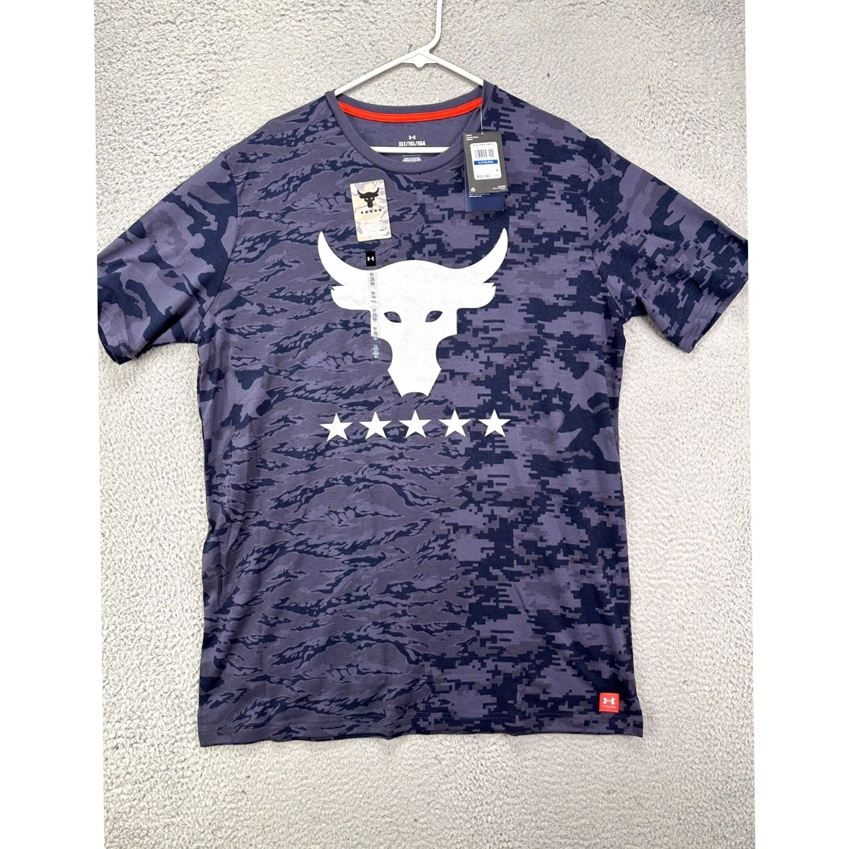 Under Armour Under Armour The Project Rock Shirt Mens XLT Tall Blue Camo Tee NEW Size US XL / EU 56 / 4 - 3 Thumbnail
