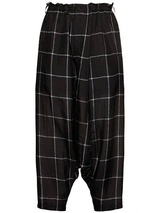 Yohji Yamamoto o1lsvrm0525 Plaid Silk Pants in Black Size US 38 / EU 54 - 1 Thumbnail