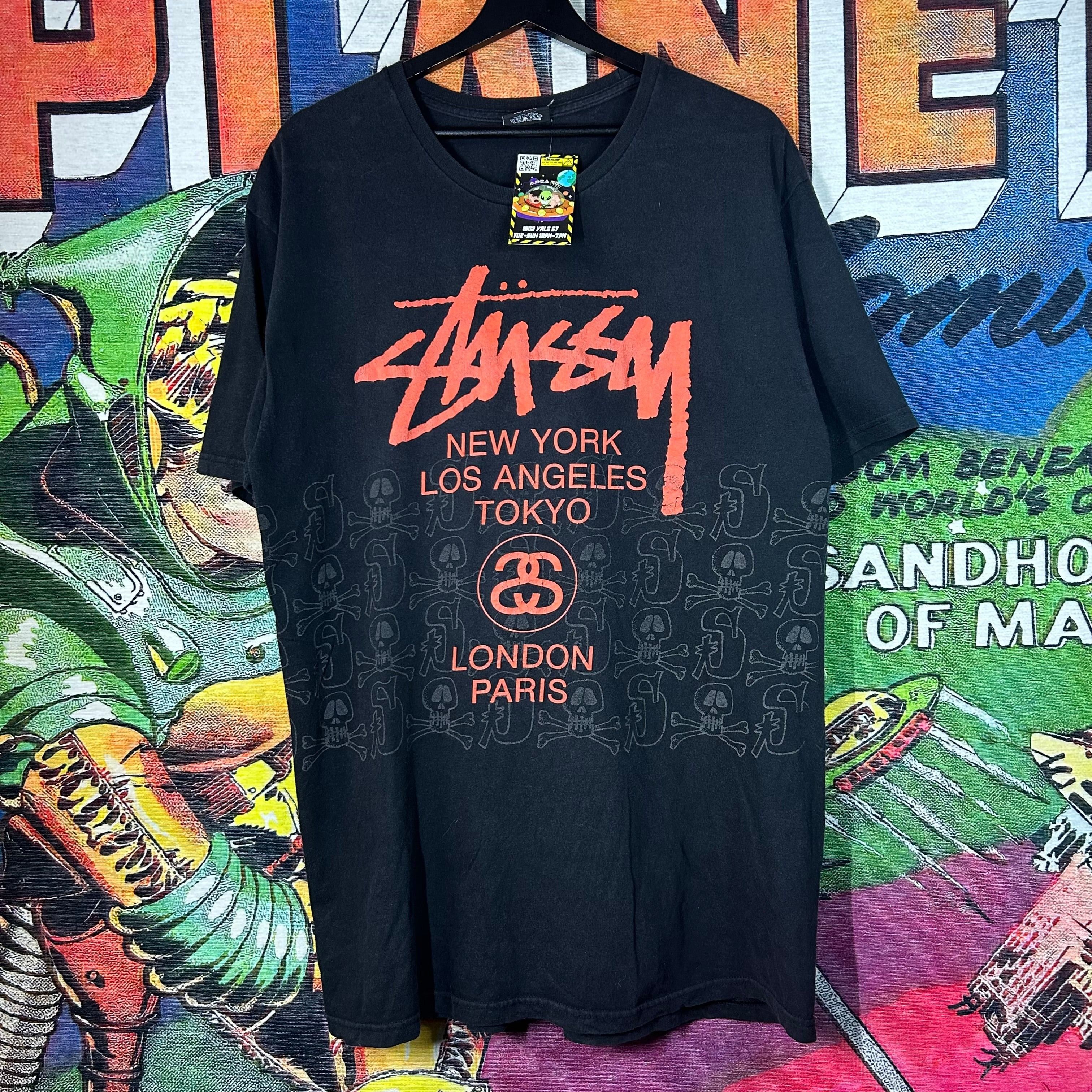 トップス dead stock! old stussy world tour Tee Stussy Stussy World Tour Tee Black Deadstock DS Large | Grailed