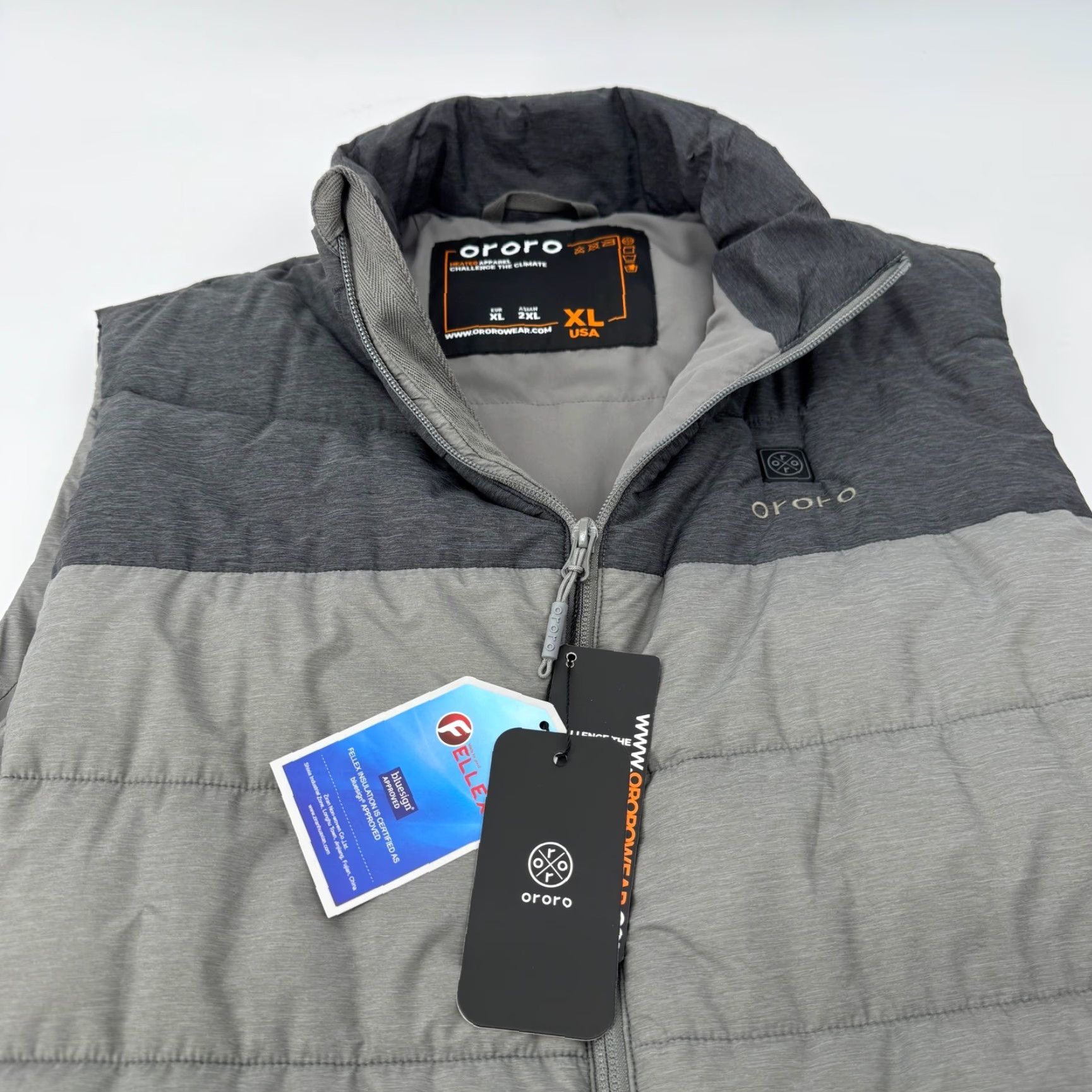 Vintage VINTAGE Ororo NO BATTERY Heated Vest XL Gray Puffer Jacket Stand-Up Collar Men Zip Full Zip Insulated Pockets Outdoor Winter Fall Sports Size US XL / EU 56 / 4 - 7 Thumbnail