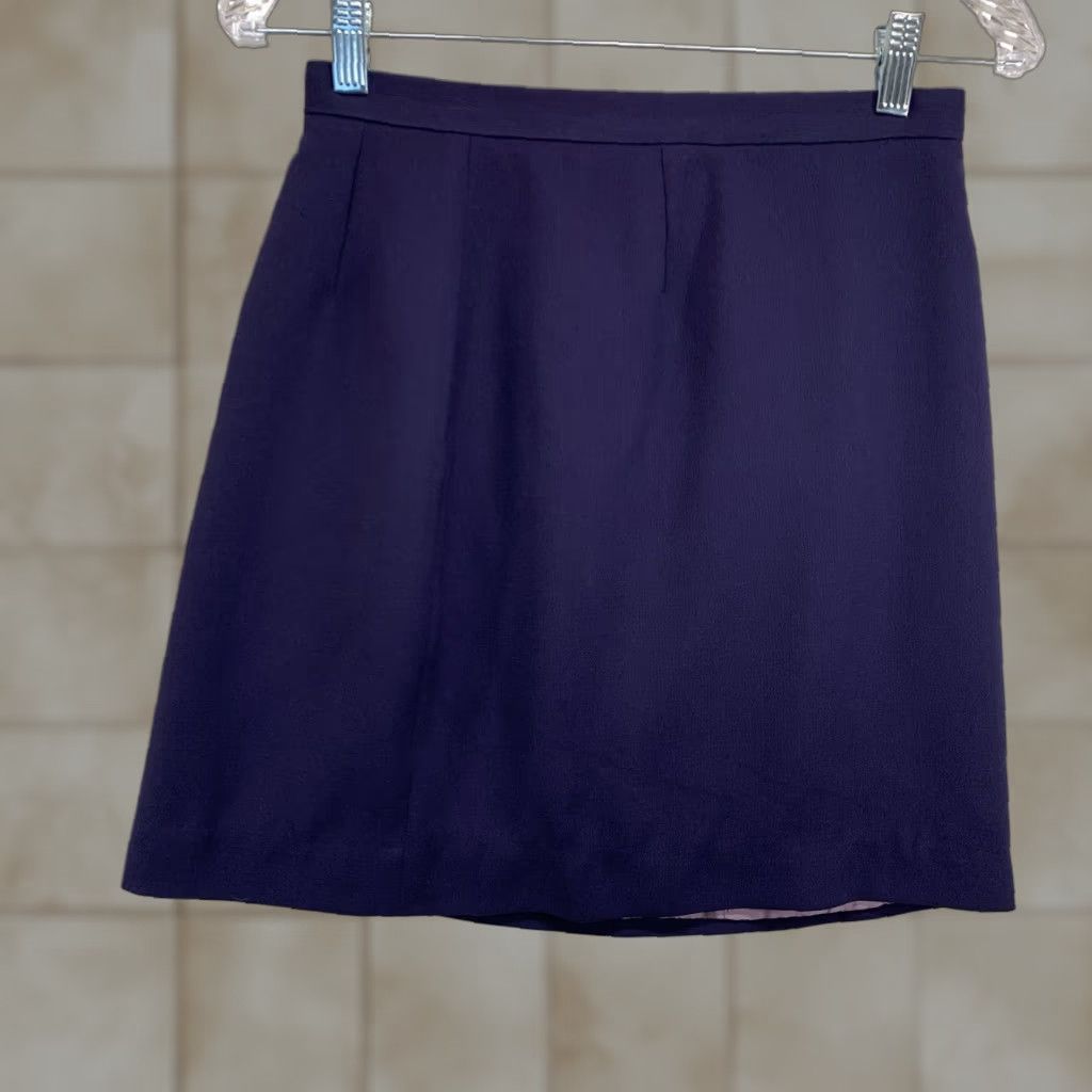 Vintage Petite Sophisticate Skirt Womens 6 Purple A-Line Rear Zip Lined Size 28" / US 6 / IT 42 - 1 Thumbnail