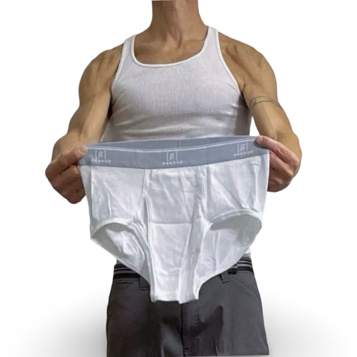 George George White / Gray Men’s Underwear Briefs Size Large Size 36 - 1 Thumbnail
