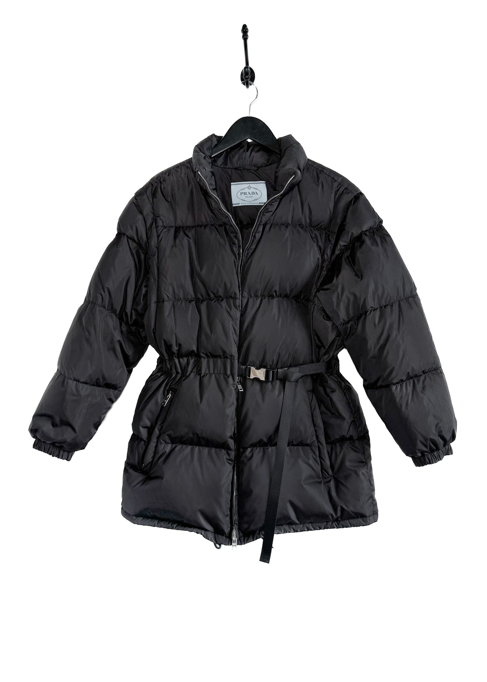 image of Prada 2020 Black Re-Nylon Removable Sleeves Down Jacket, Women's (Size XS)