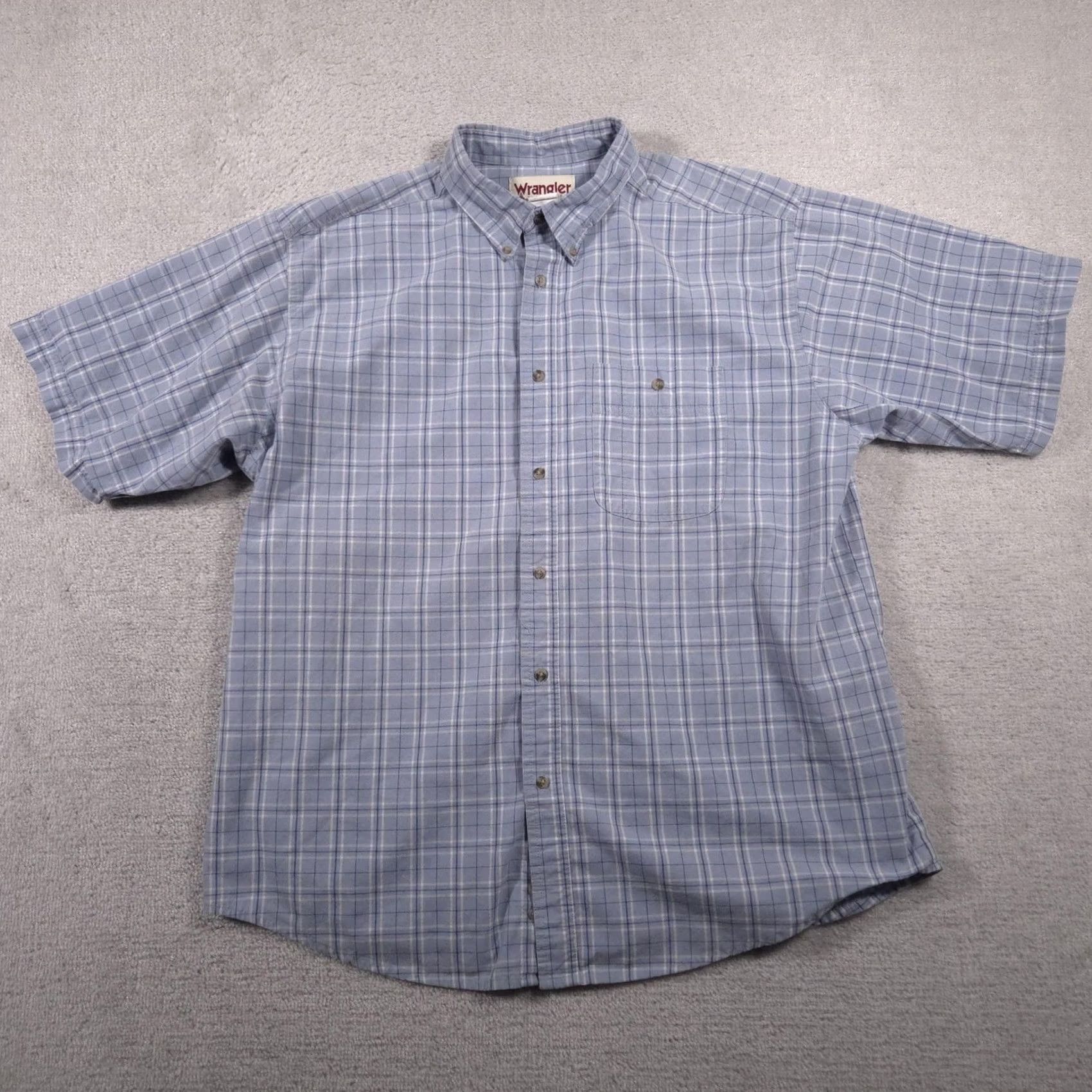Wrangler VINTAGE Wrangler Shirt Mens 2XL Blue Plaid Button-Down Short Sleeve Rugged Wear Pocket Size US XXL / EU 58 / 5 - 2 Thumbnail