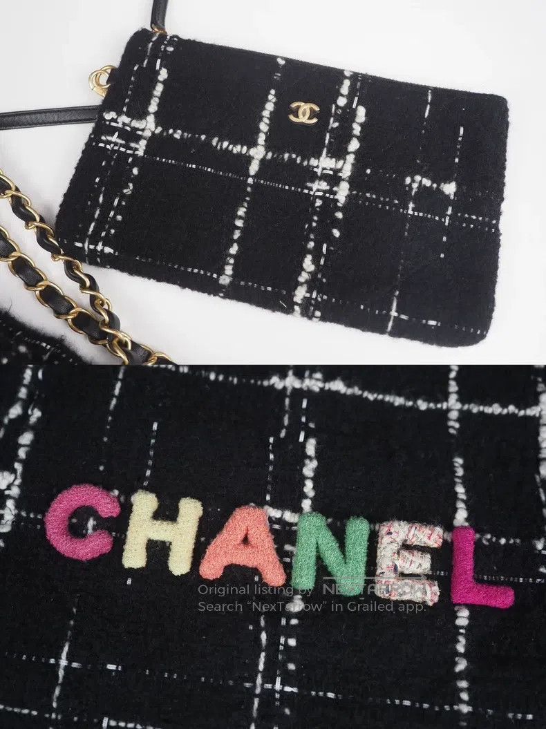 Chanel Chanel Black and White Herringbone 22BAG Medium Size Color Size ONE SIZE - 6 Thumbnail