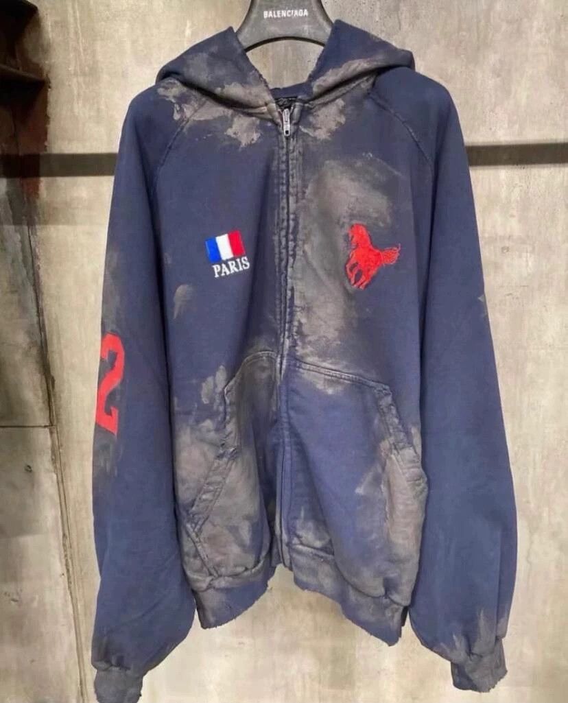 Balenciaga Balenciaga 2022FW Polo Set Runway Mud-Dyed Horse Hoodie Size US M / EU 48-50 / 2 - 4 Thumbnail