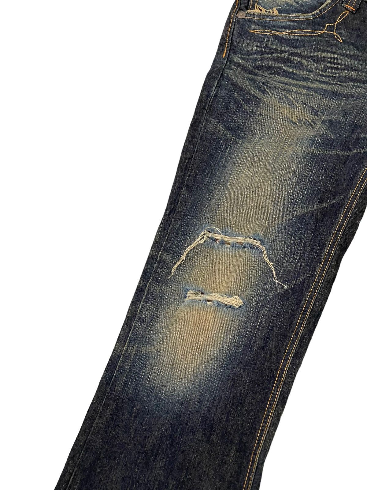 Japanese Brand Flare Jeans Edwin Japan Distress Boot Cut 7🟦3 Size US 31 - 6 Thumbnail