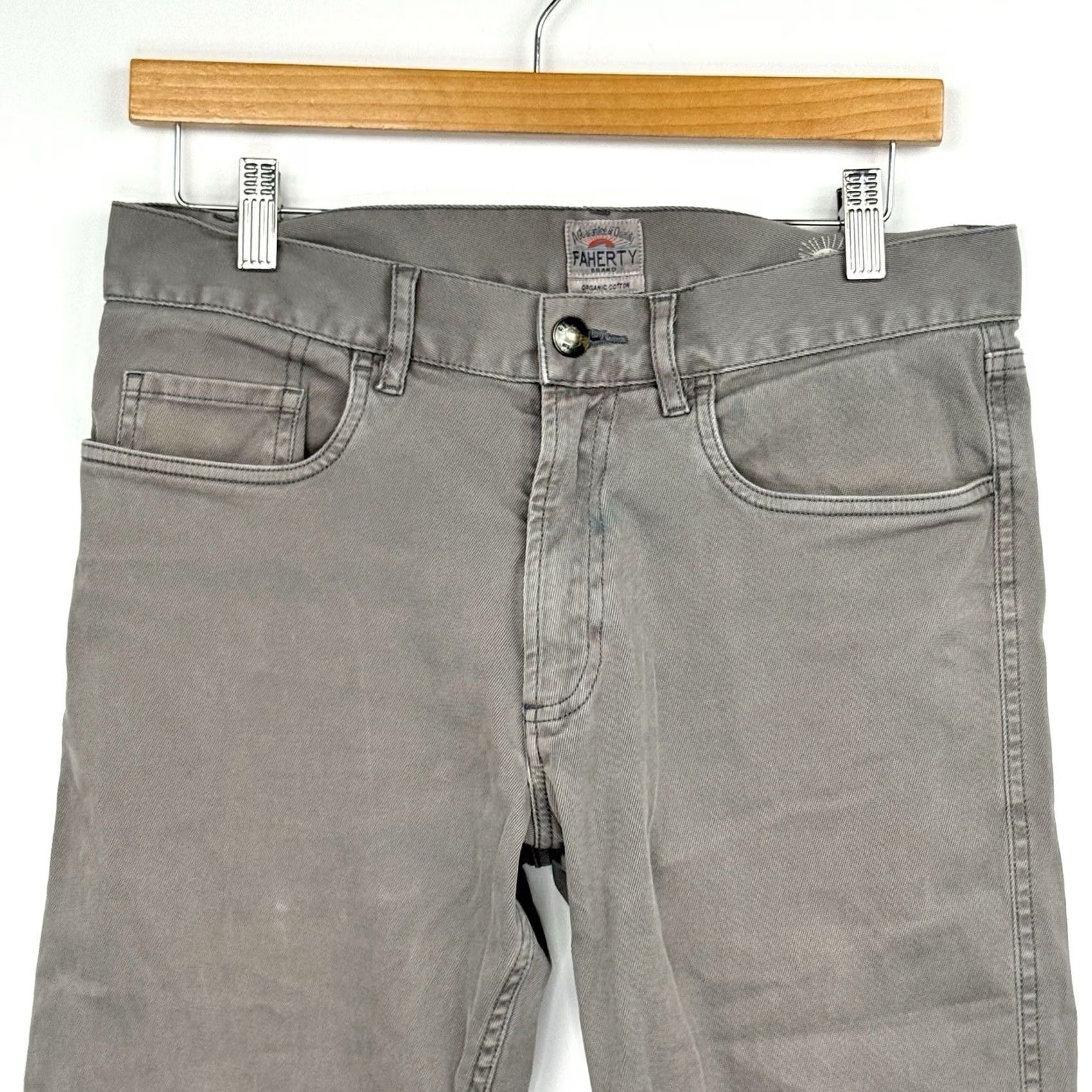 Faherty Faherty Pants Mens 30 Gray Comfort Twill 5 Pocket Casual Chino Comfort Size US 30 / EU 46 - 2 Thumbnail