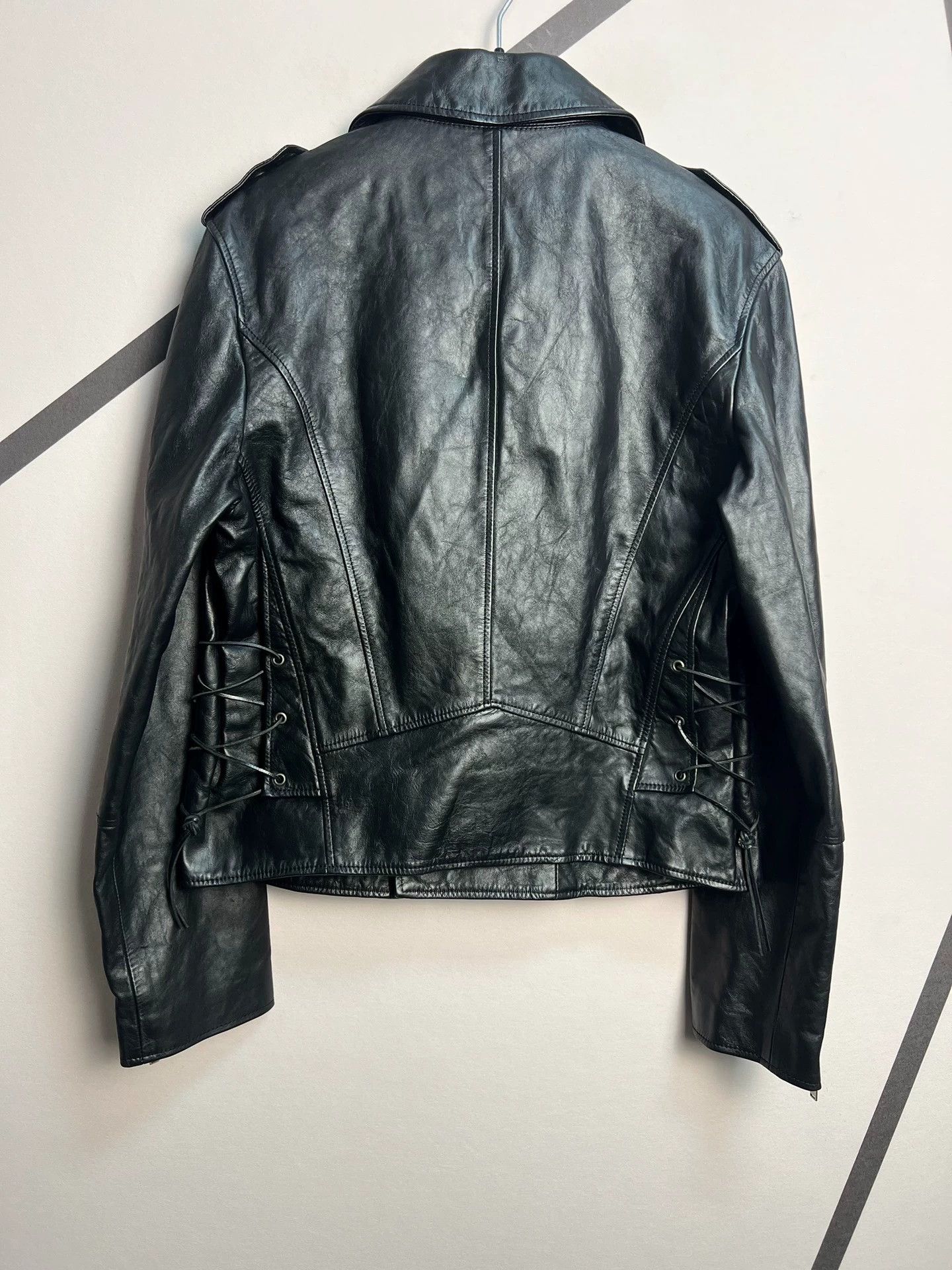 Saint Laurent Paris Saint Laurent studded drawstring motorcycle leather jacket Size US S / EU 44-46 / 1 - 2 Thumbnail