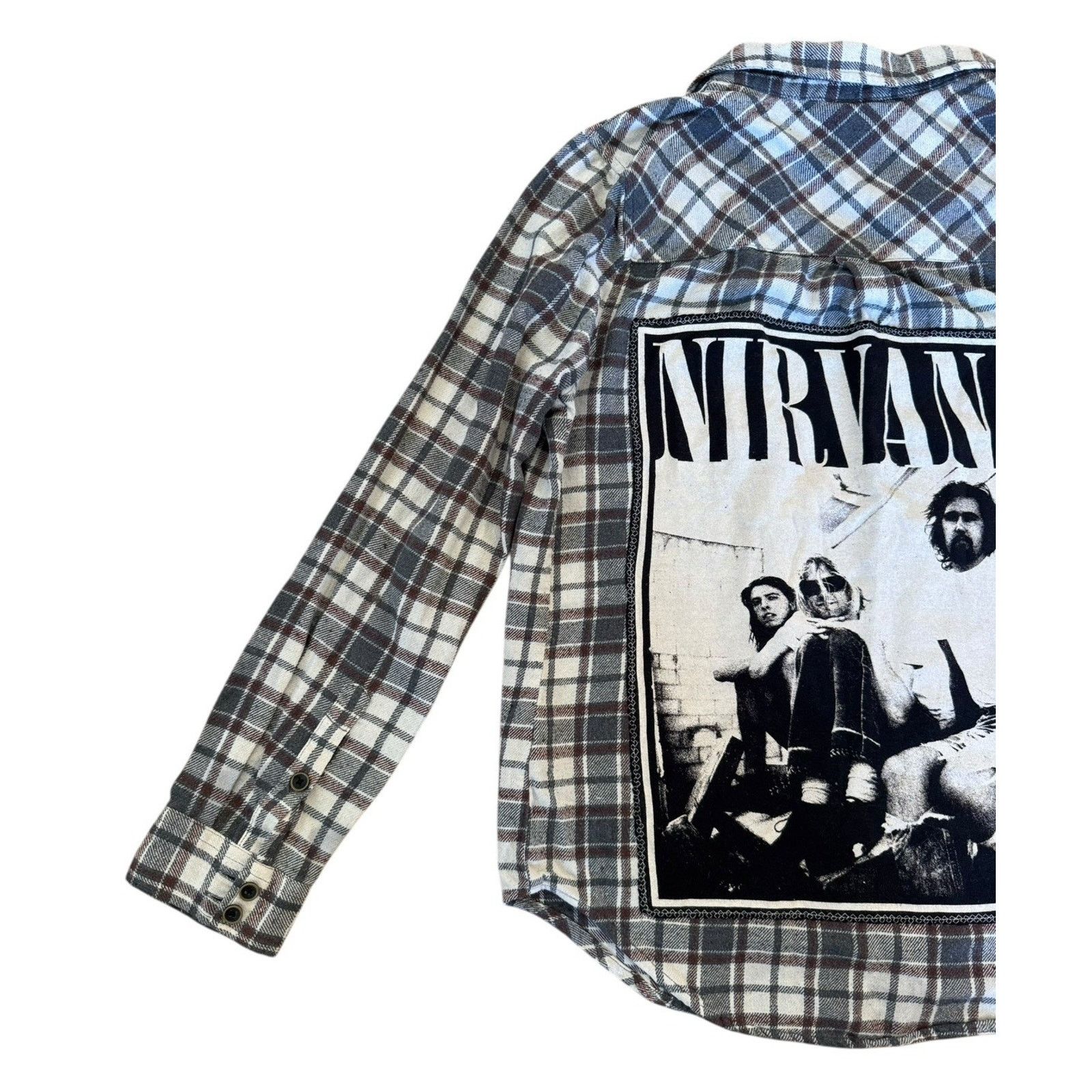 Forever 21 NIRVANA Kurt Cobain Upcycled Retro Vintage Plaid Flannel M Size M / US 6-8 / IT 42-44 - 8 Thumbnail
