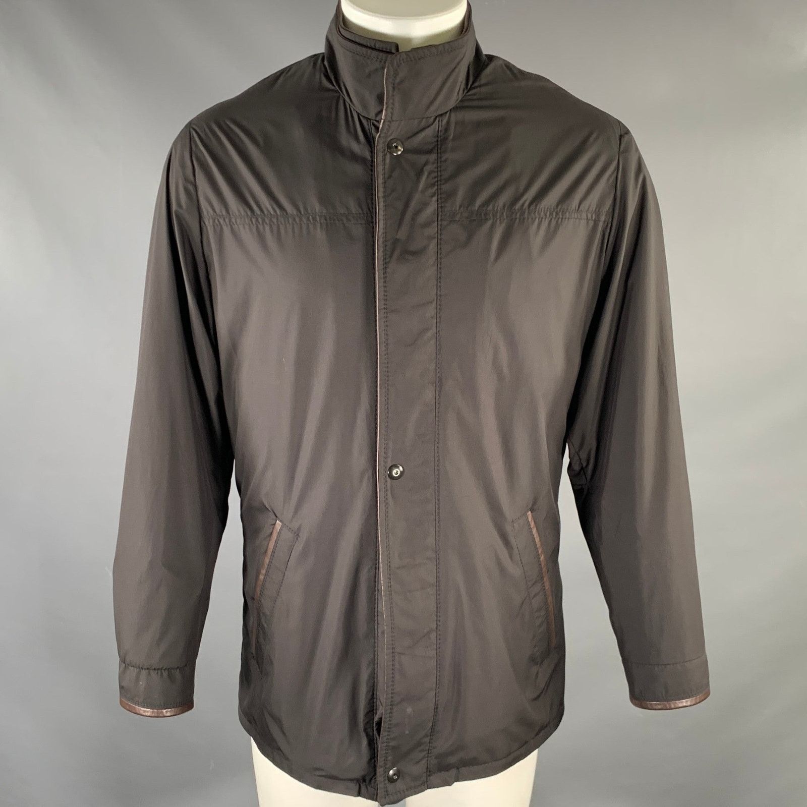 Johnston & Murphy Size S Black Brown Cotton Polyurethane Zip Snaps Jacket Size US S / EU 44-46 / 1 - 1 Thumbnail