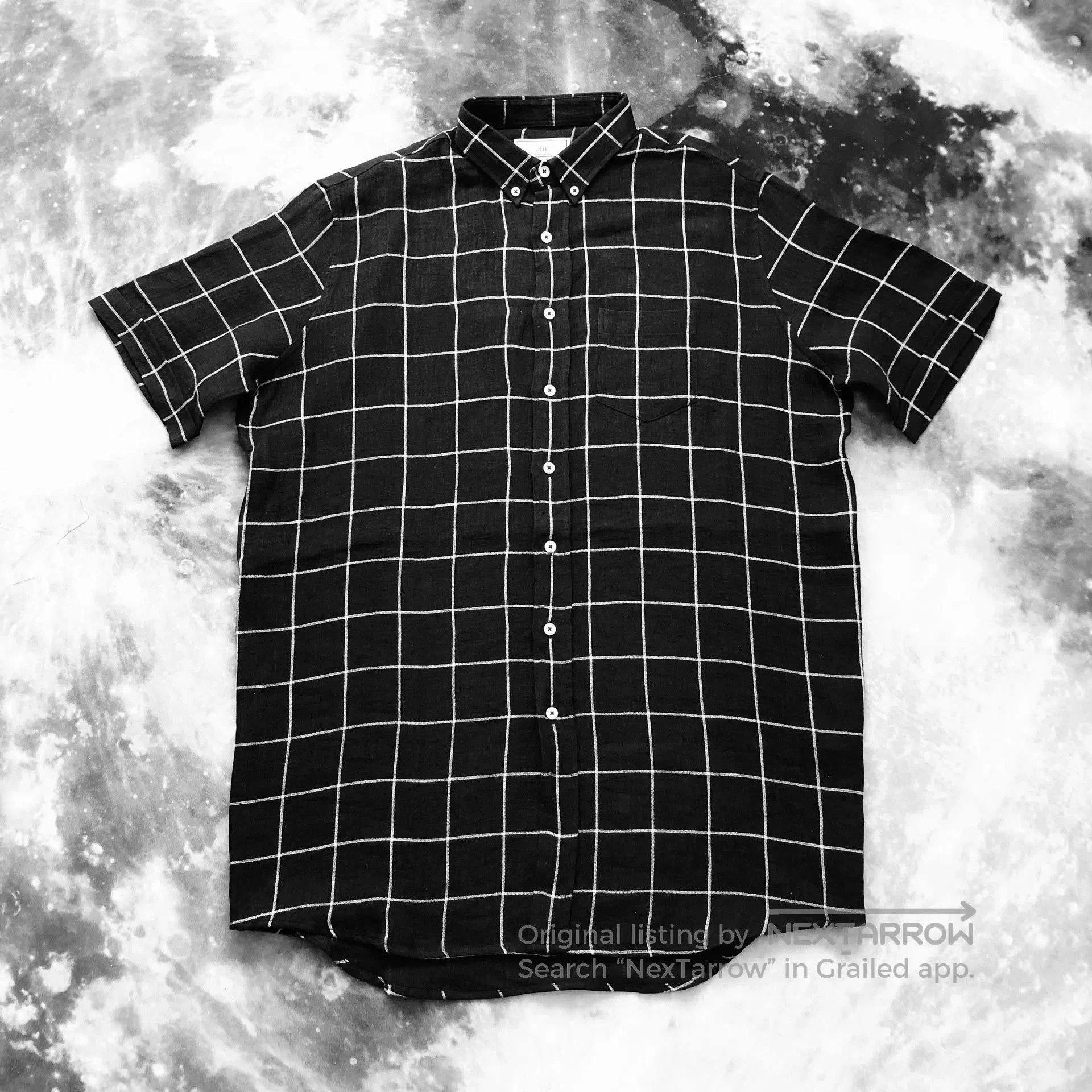 AMI AMI Windowpane Check Oversized Linen Shirt. Size US M / EU 48-50 / 2 - 1 Thumbnail