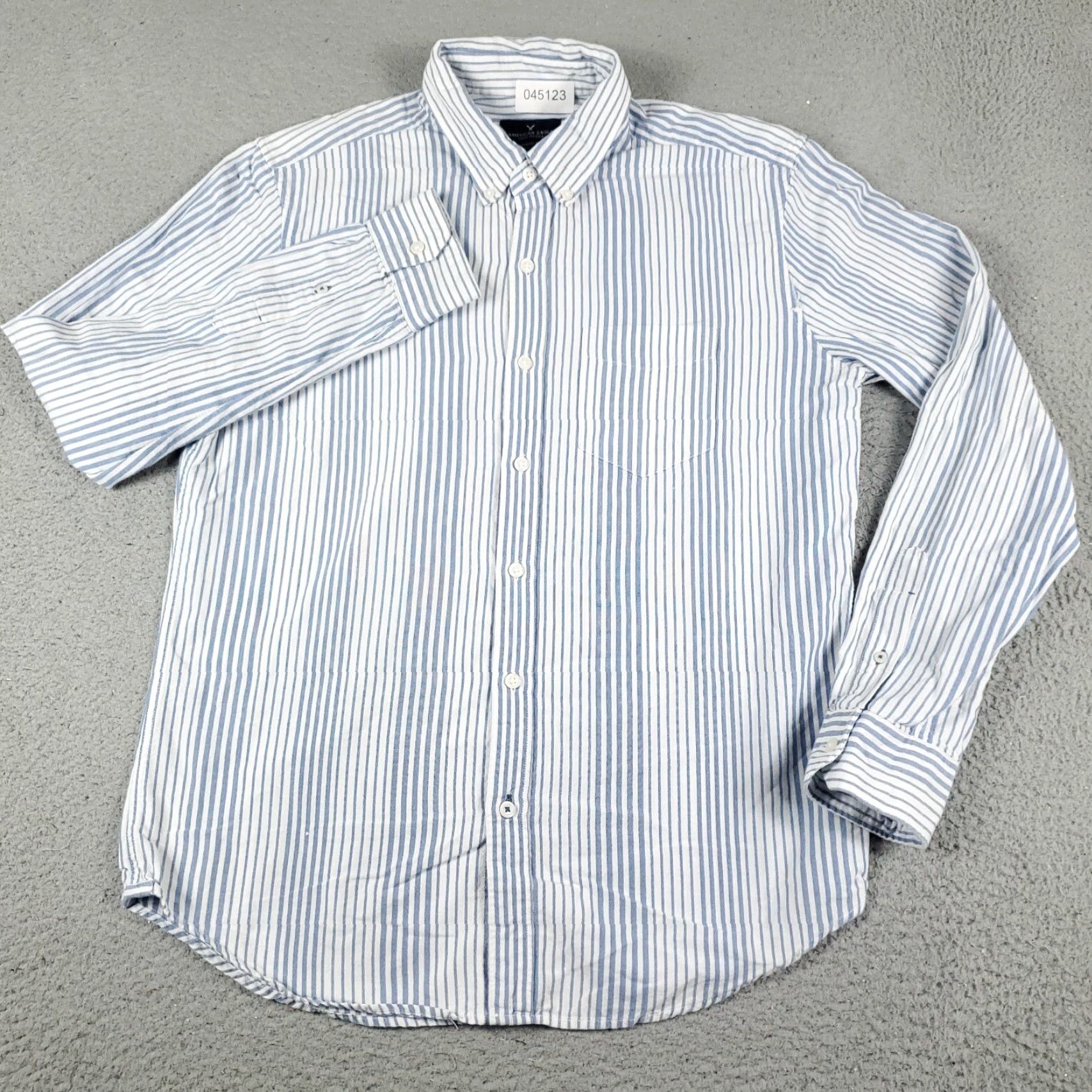 American Eagle Outfitters AMERICAN EAGLE OUTFITTERS Shirt Men Medium Blue Striped Button-Up Long Sleeve Casual Collared UIO Size US M / EU 48-50 / 2 - 2 Thumbnail