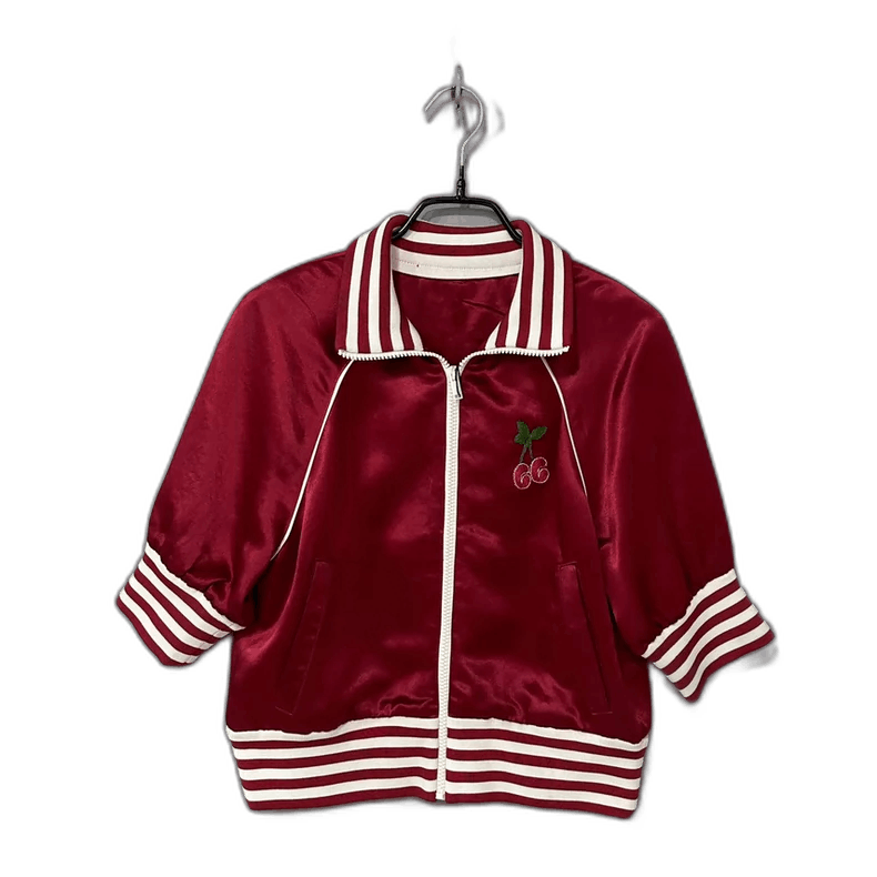 Gucci Red Embroidered Cherry Logo Satin Jacket Size XS / US 0-2 / IT 36-38 - 1 Thumbnail