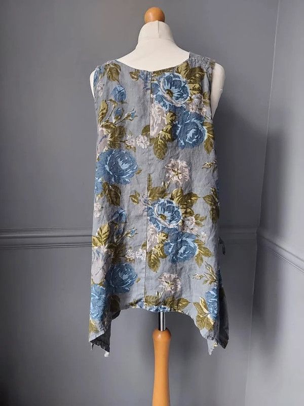 Vintage Linen top floral print 14 16 Size XL / US 12-14 / IT 48-50 - 6 Thumbnail