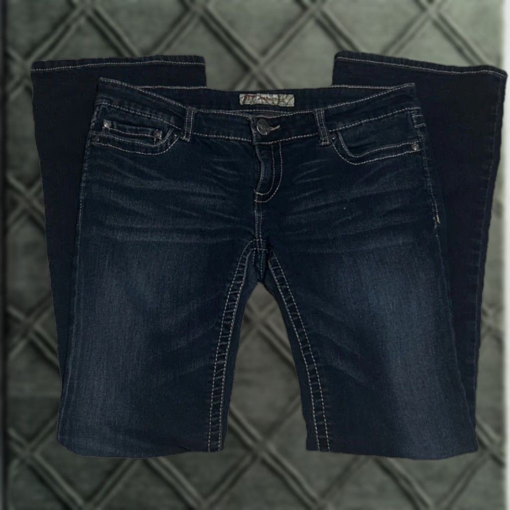 BKE BKE Madison Stretch Jeans Womens Sz 29x33.5 Blue Thick Stitch Denim Jeans Straight Womens 32 Inseam Size 29" - 1 Thumbnail