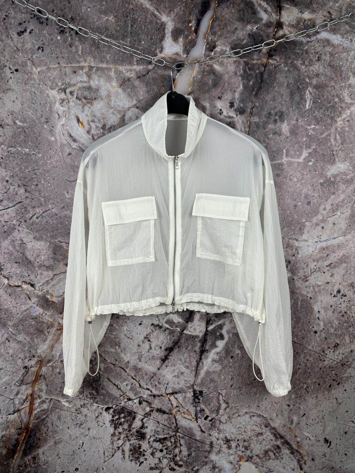 Other Ingni Sheer Cropped Zip Jacket White Lightweight Pocket Deta Size M / US 6-8 / IT 42-44 - 1 Thumbnail