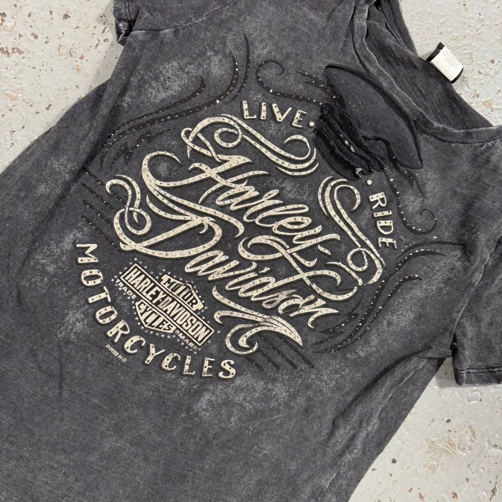 Harley Davidson Y2k vintage harley davidson ribbed Rhinestone Tee Size S / US 4 / IT 40 - 2 Thumbnail