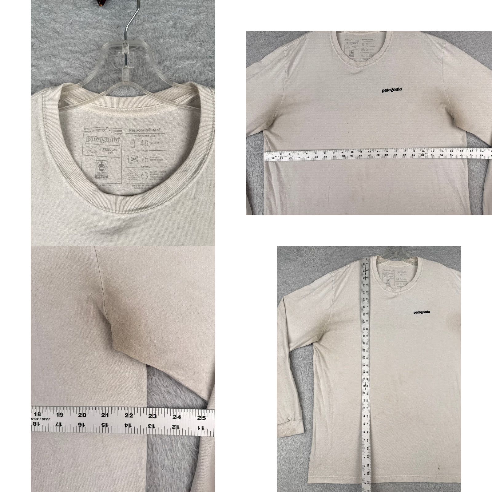Patagonia Patagonia Men’s T-Shirt XL White Long Sleeve Crew Neck Poly Blend Cotton Jersey Logo Regular Brand Patagonia Size US XL / EU 56 / 4 - 8 Thumbnail