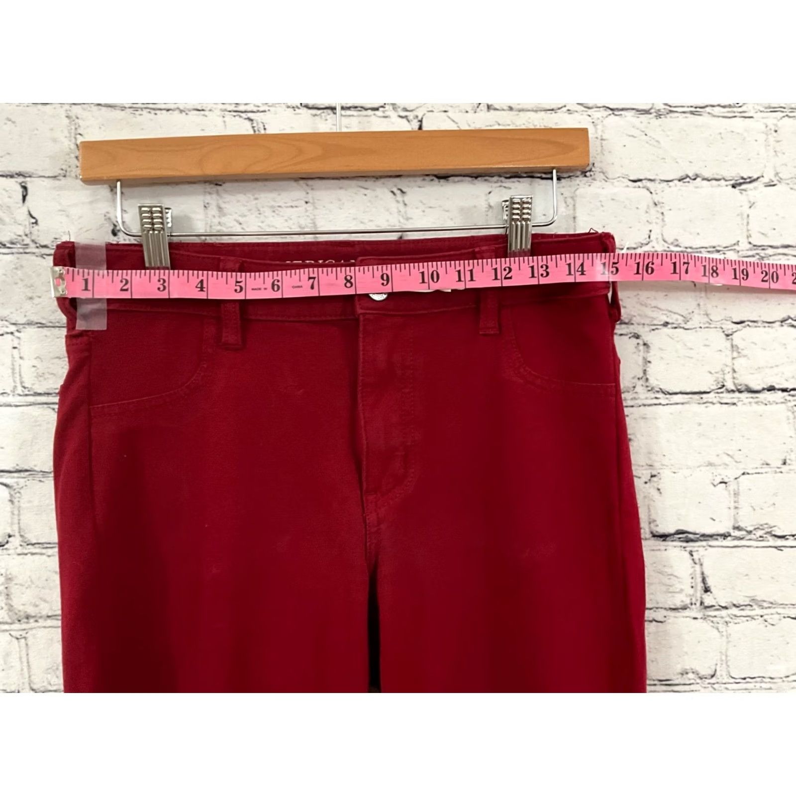 American Eagle Outfitters AMERICAN EAGLE WOMENS JEGGING RED Size SMALL 5-POCKET Denim Cotton Blend Stretch Regular Rise Mid 28in INSEAM Size 28" / US 6 / IT 42 - 3 Thumbnail