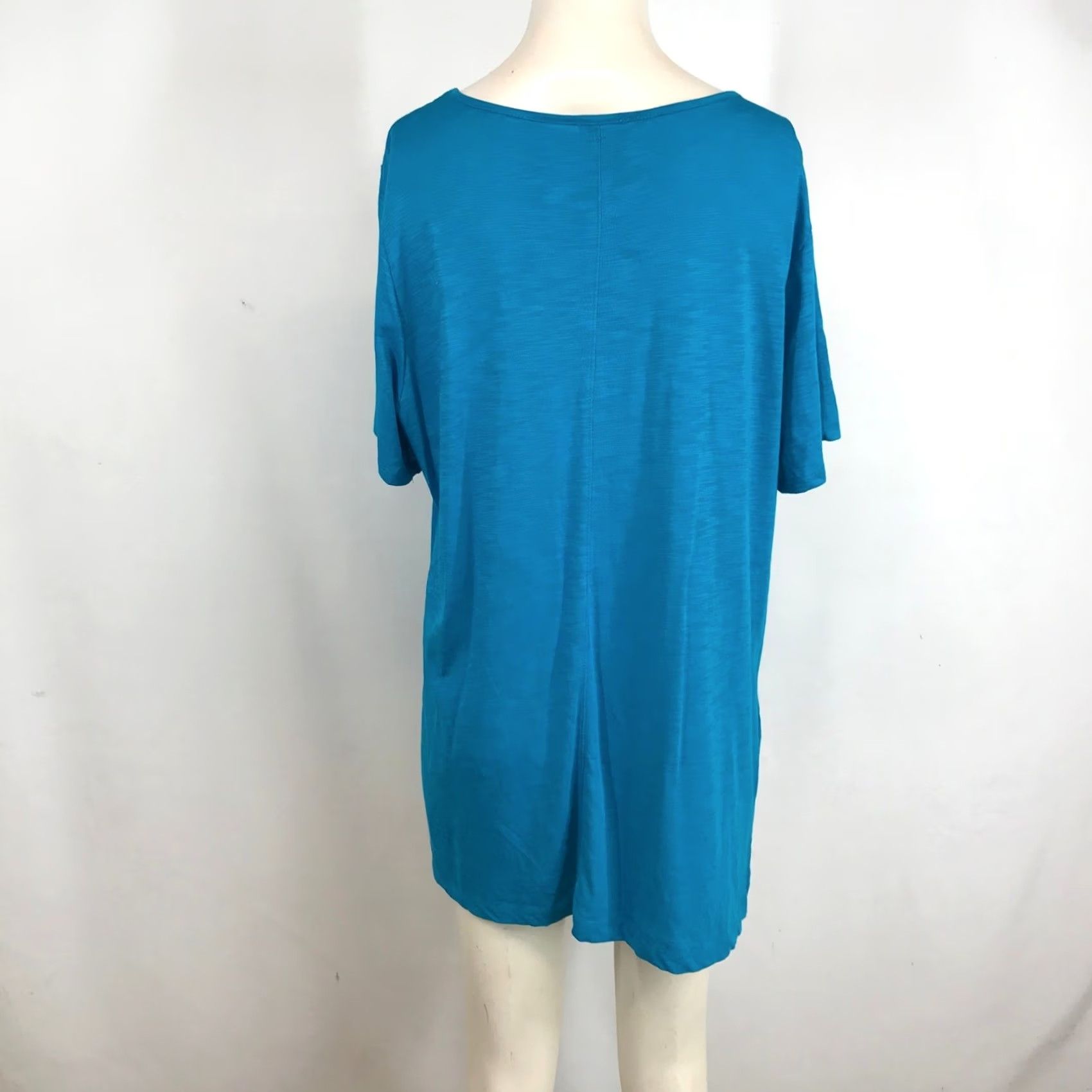Avenue Avenue Women Teal Blue Lattice V-Neck Tunic Top 14/16 New Size XL / US 12-14 / IT 48-50 - 5 Thumbnail