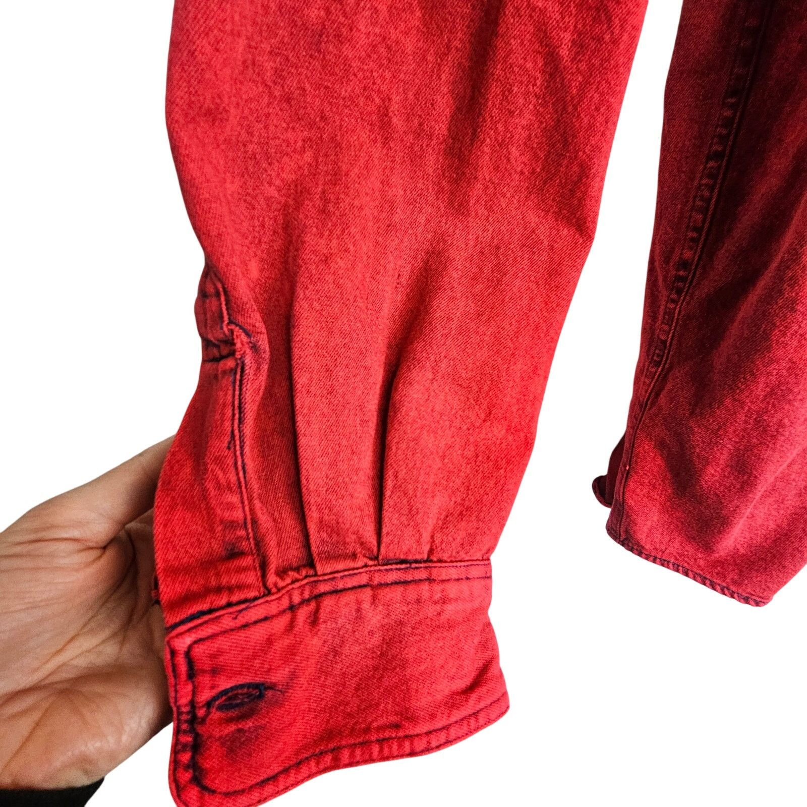 Calvin Klein Vintage Calvin Klein Mens Red Stone Wash Denim Shirt Size L Size US L / EU 52-54 / 3 - 4 Thumbnail