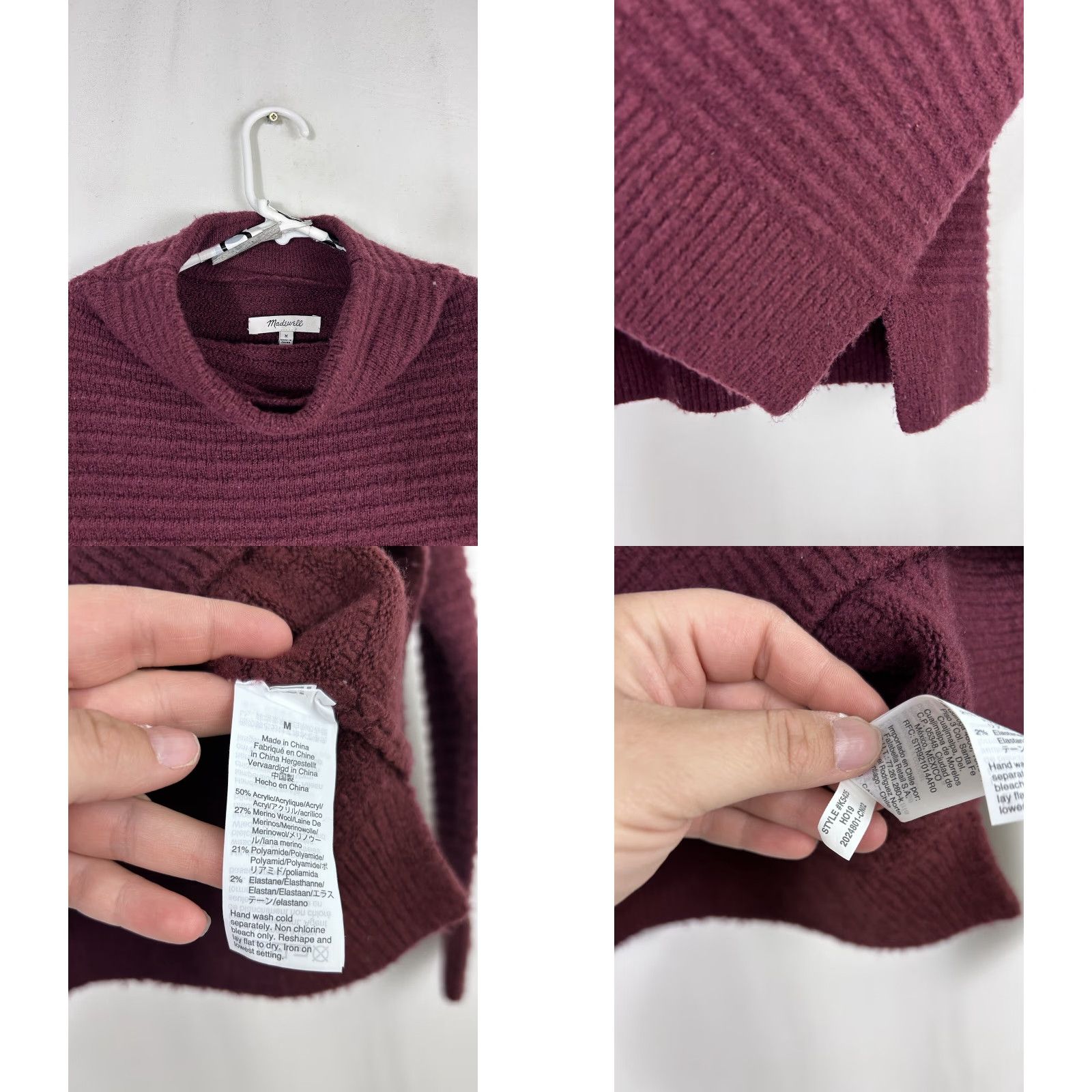 Madewell Madewell Sweater Cowl Neck Pullover Merino Wool Blend Womens Medium Red) Size M / US 6-8 / IT 42-44 - 8 Thumbnail