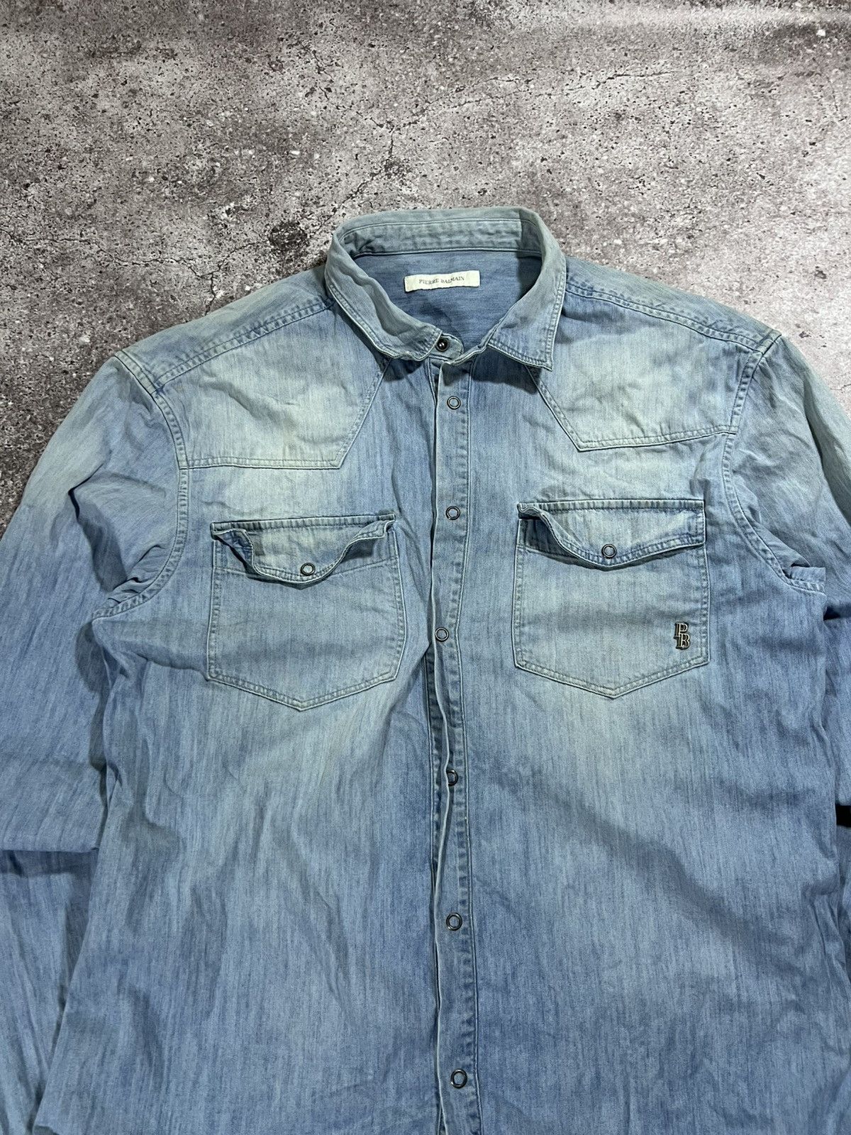 Balmain Vintage Pierre Balmain Denim Button-Up Shirt Long Sleeve Size US L / EU 52-54 / 3 - 5 Thumbnail