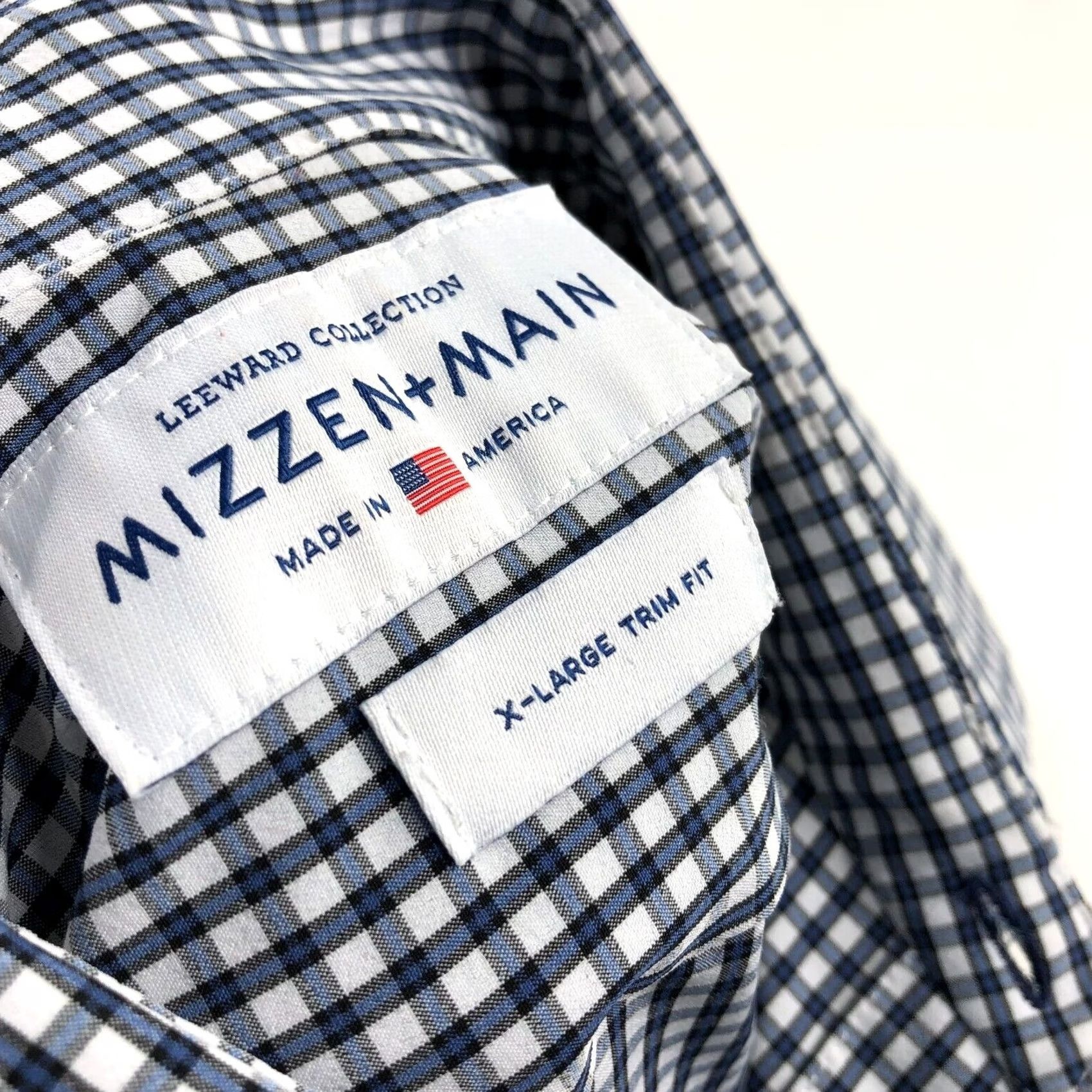 Mizzen+Main Mizzen + Main Mens Shirt XL Trim Fit Blue White Check Long Sleeve Button EUC Shirt Size US XL / EU 56 / 4 - 7 Thumbnail