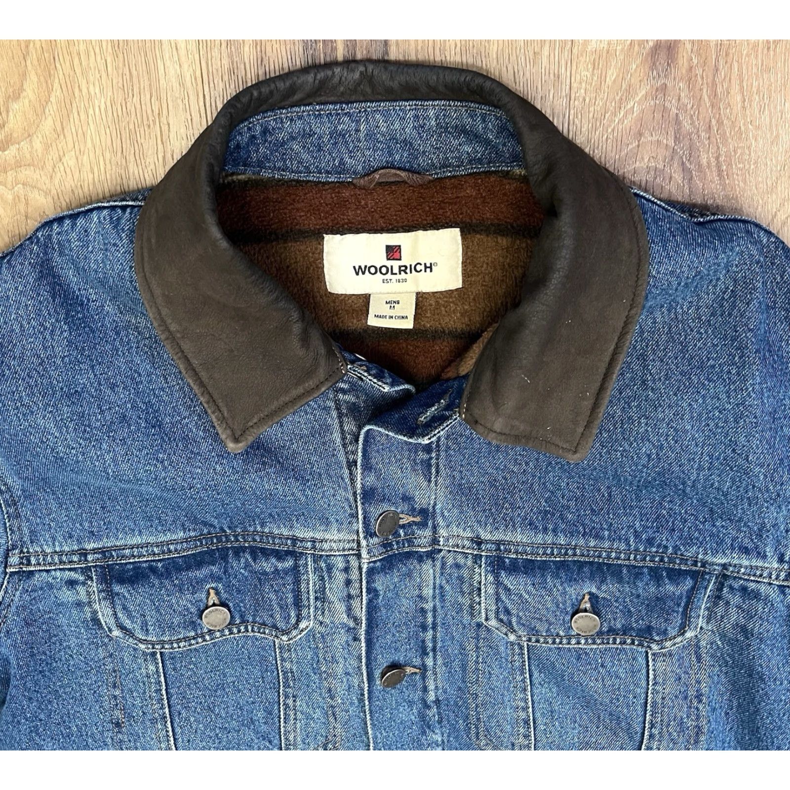 Vintage Woolrich Jacket Mens M Blue Denim Lined Insulated Polyester Lining Casual Workwear Bomber Coat Short Jacket Size US M / EU 48-50 / 2 - 3 Thumbnail