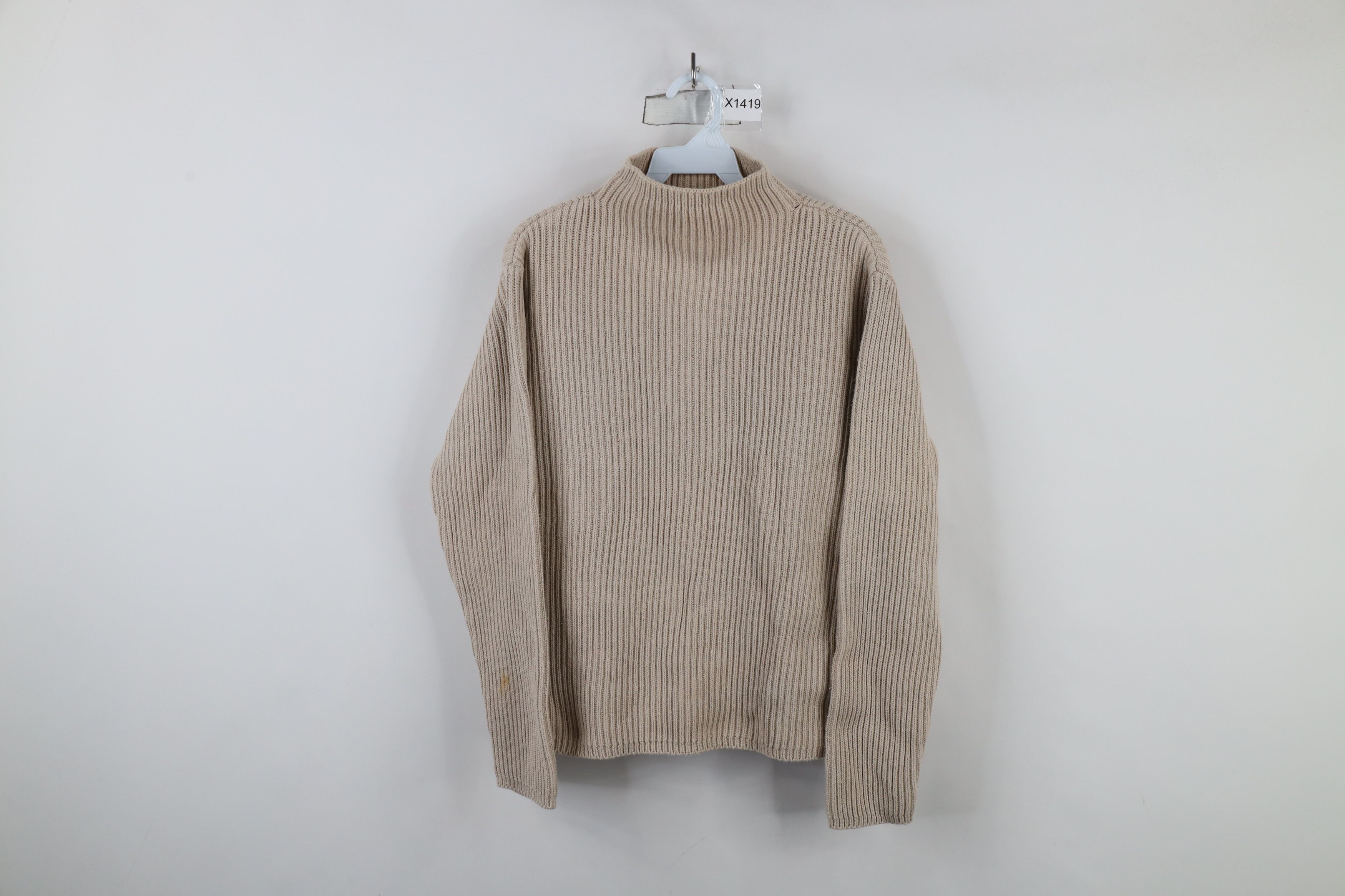 Vintage Vintage 90s Streetwear Cotton Ribbed Knit Mock Neck Sweater Size L / US 10 / IT 46 - 1 Thumbnail