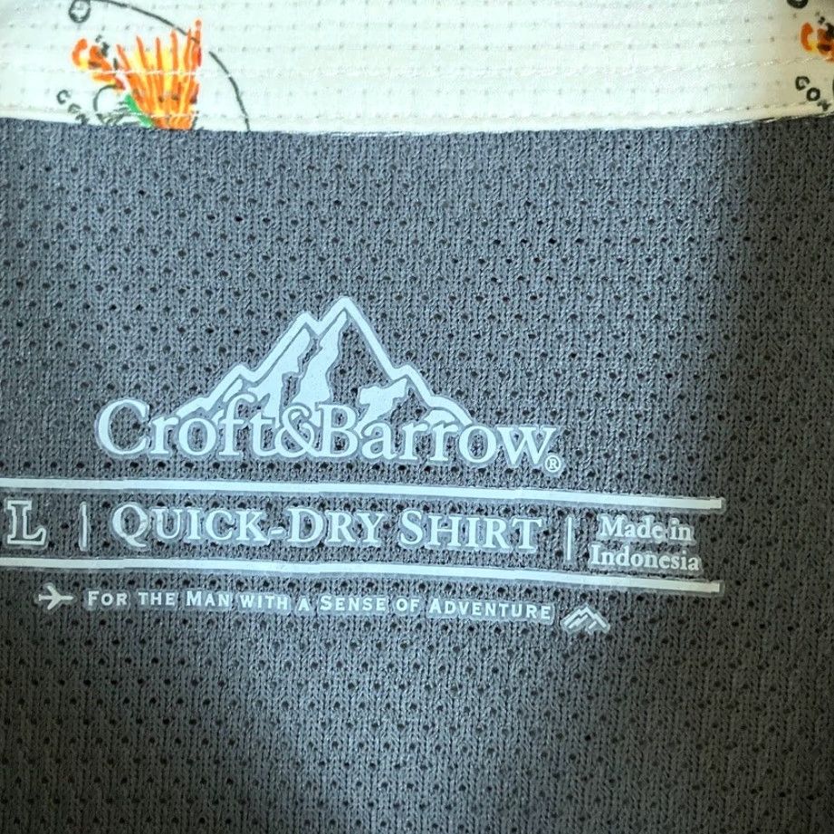 Croft & Barrow Croft & Barrow Mens Shirt Cream "Gon Fishin" Quick Dry Button Up Gorpcore Large Short Sleeve Mens Shirt Size US L / EU 52-54 / 3 - 6 Thumbnail