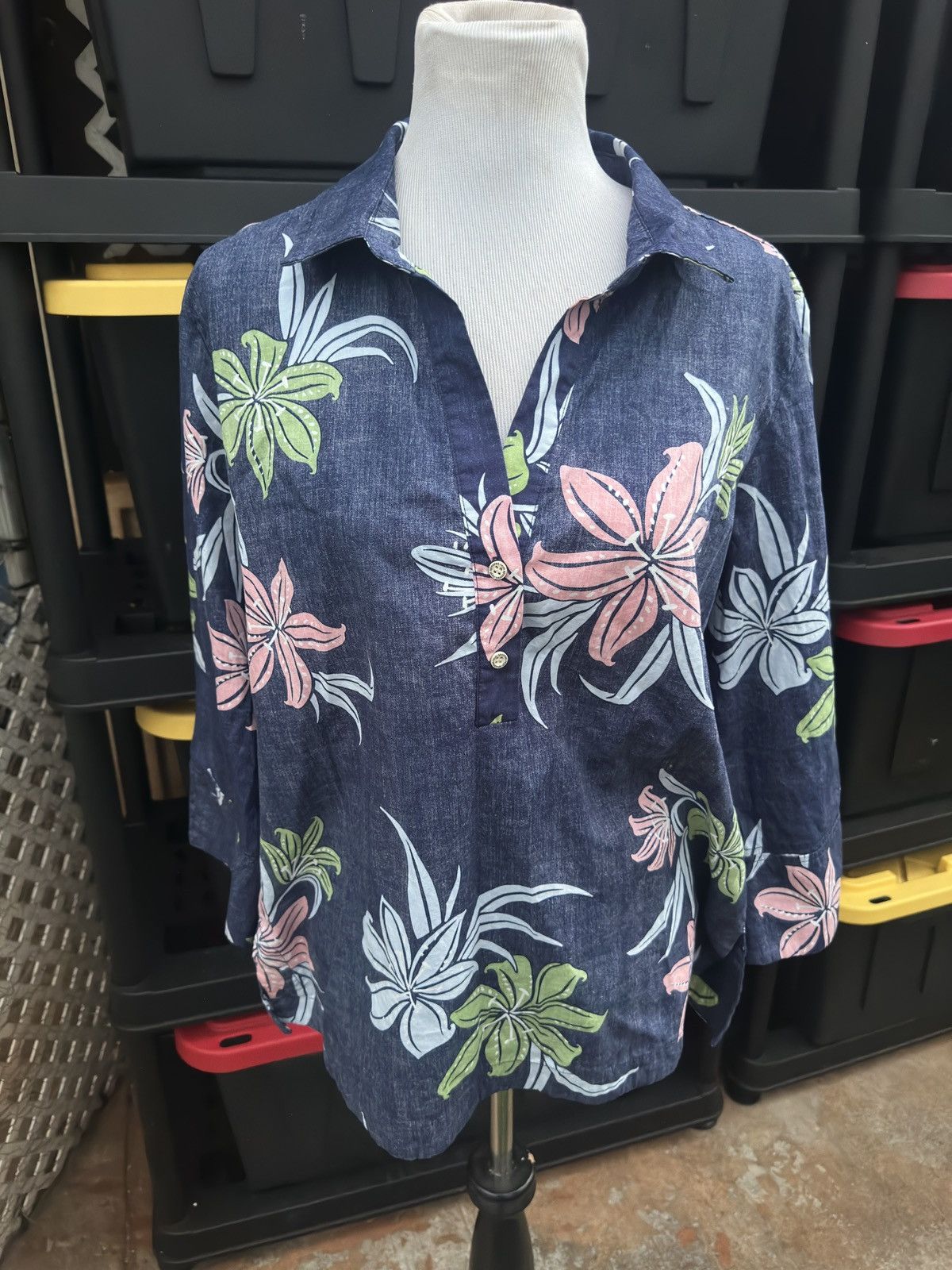 Reyn Spooner PreOwned Reyn Spooner Top Blouse Blue Hawaiian Women's XL Size XL / US 12-14 / IT 48-50 - 1 Thumbnail