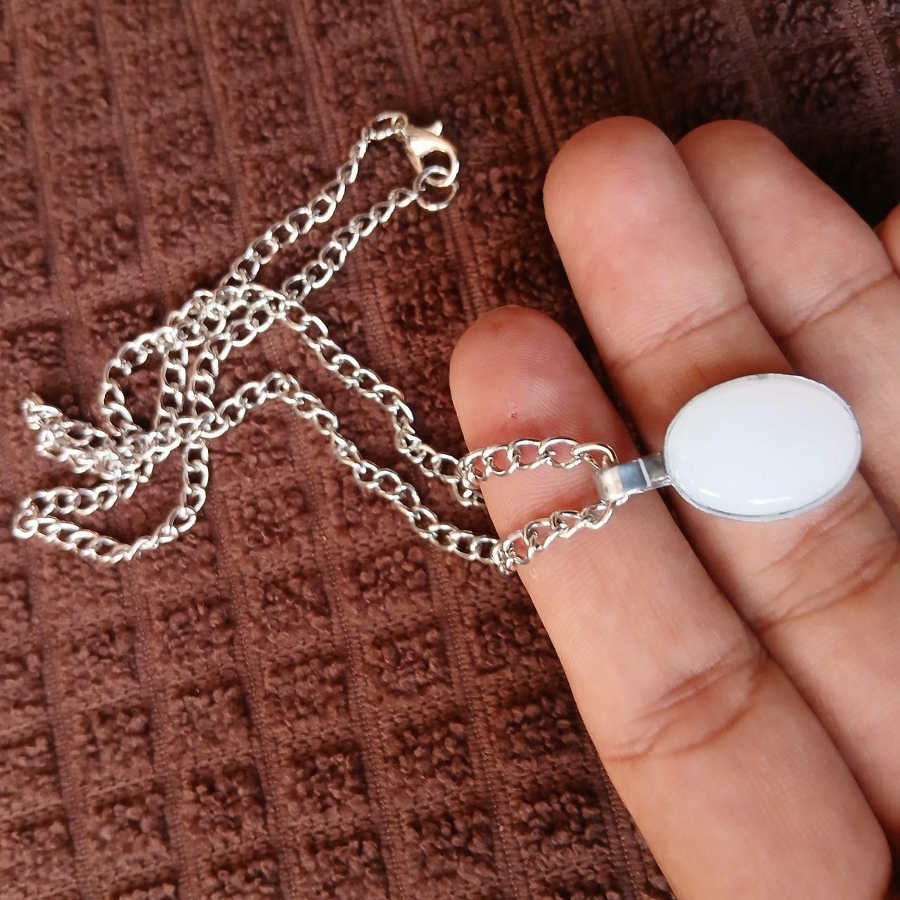 Other Retro Silver Chain Natural Gemstone Pendant Necklace Size ONE SIZE - 2 Thumbnail
