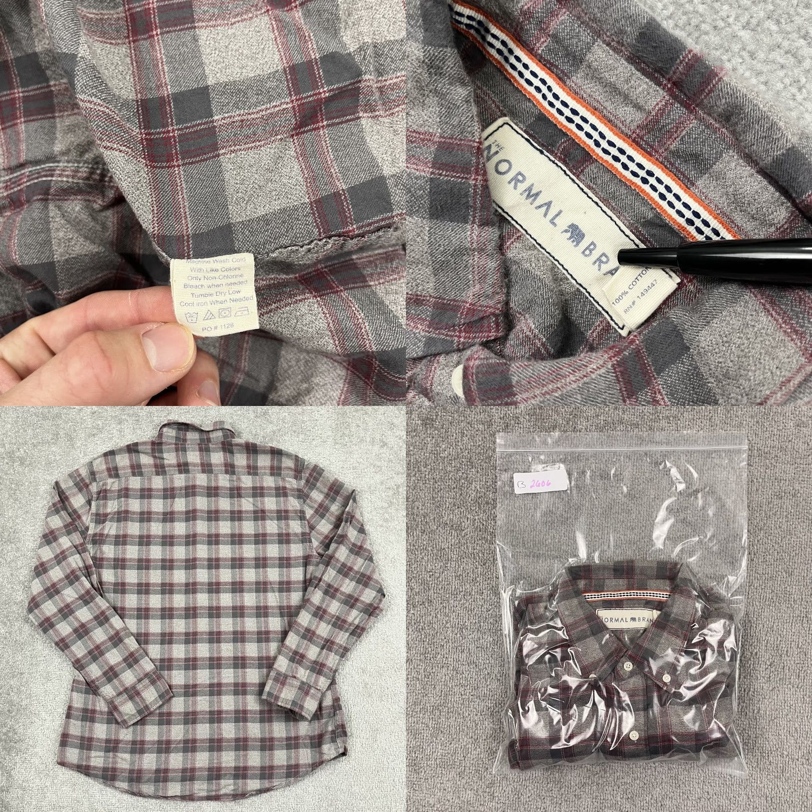 J Brand The Normal Brand Flannel Shirt XL Gray Red Plaid Button-Up Outdoor Mens Size US XL / EU 56 / 4 - 8 Thumbnail