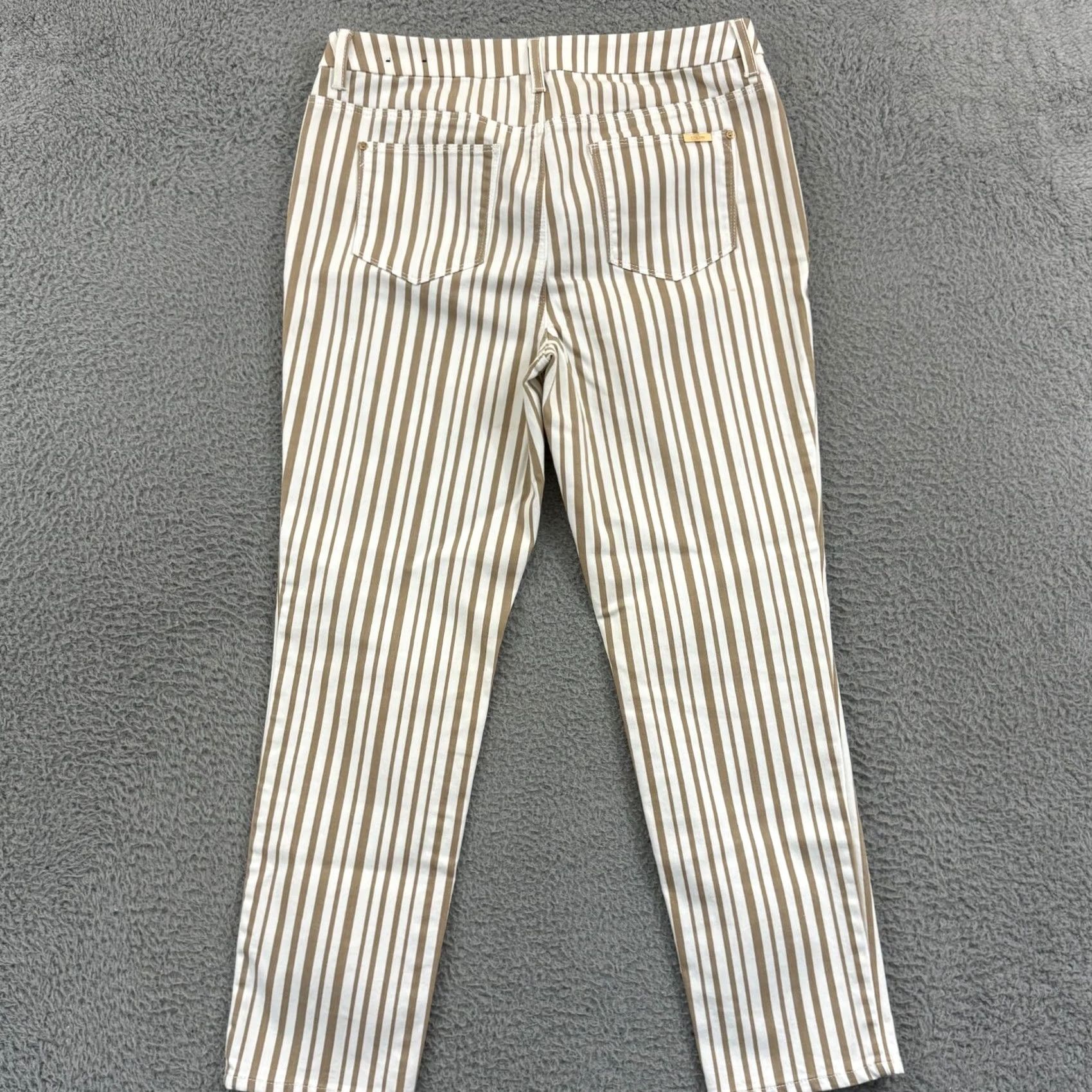 Vintage Chico's Pants Womens 1 So Slimming Girlfriend Ankle 32x30 Tan Striped Stretch Zip Size 25" / US 0 / IT 36 - 7 Thumbnail