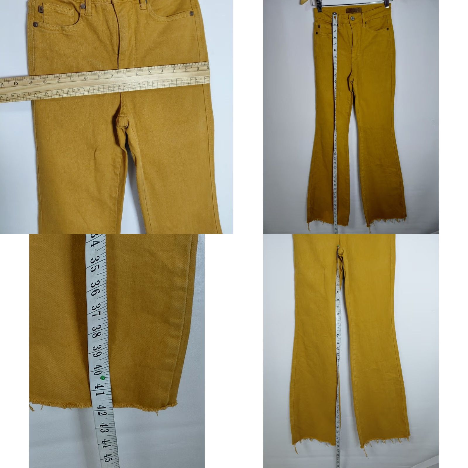 Denime Judy Blue Los Angeles Flared Jeans Mustard Denim Size 0 Womens Regular Stretch Cotton Spandex JB86713 Size 25" / US 0 / IT 36 - 8 Thumbnail