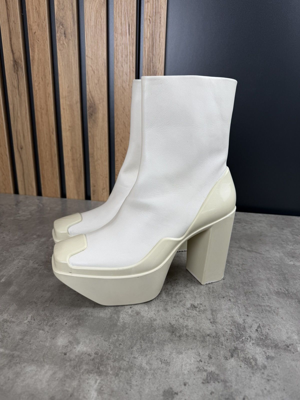 Peter Do at.kollektive x Peter Do Leather Platform Ankle Boots White Size US 10 / IT 40 - 1 Thumbnail