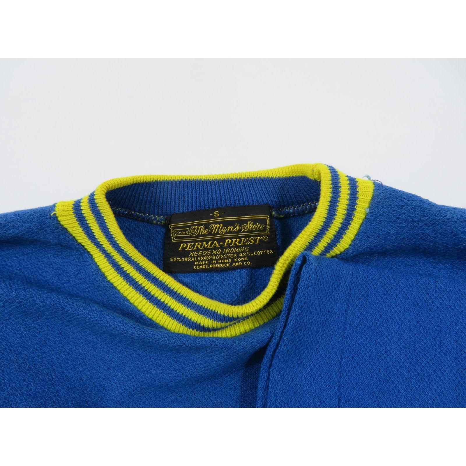 Sears Sears PolyCotton Blank Pocket T-Shirt Blue Yellow Sz S 1970s Size US S / EU 44-46 / 1 - 3 Thumbnail