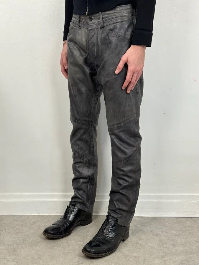 Diesel Diesel Grey Eroded Leather Studded Pants Size US 32 / EU 48 - 2 Thumbnail