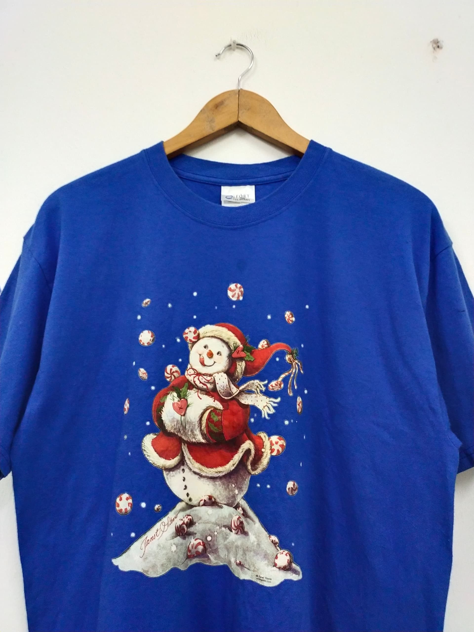 Vintage Vintage 90s Art Janet Stever Merry Christmas graphic t shirt Size US L / EU 52-54 / 3 - 2 Thumbnail