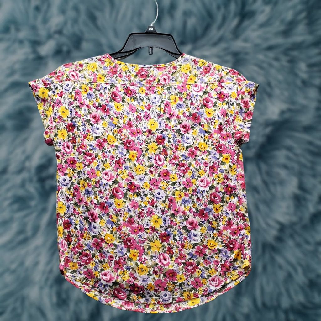 Loft Loft Blouse Womens Size 2XSP Floral V-Neck Cap Sleeve Pullover Multicolor Shirt Womens Size XXS / US 00 / IT 34 - 1 Thumbnail
