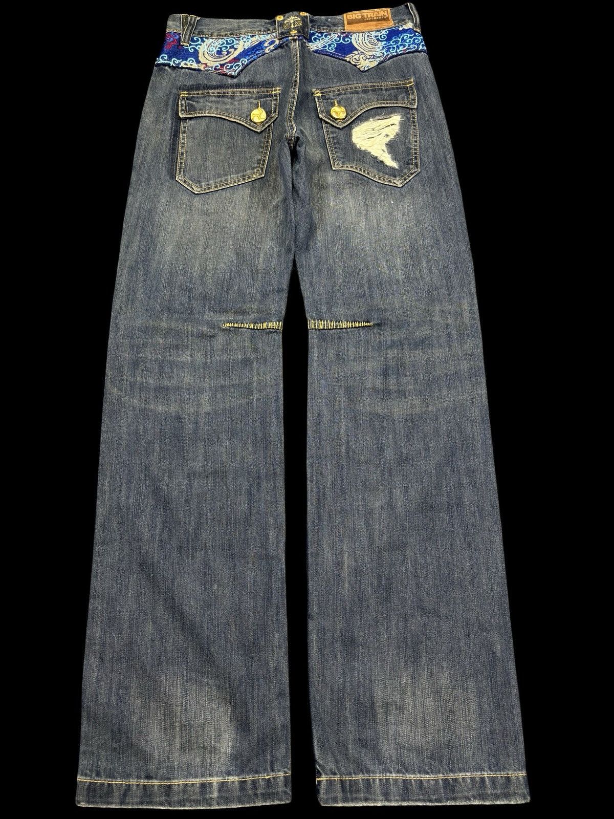 Japanese Brand 💥Archival💥Osaka Big Train Loose Distressed Denim F832 Size US 32 / EU 48 - 2 Thumbnail