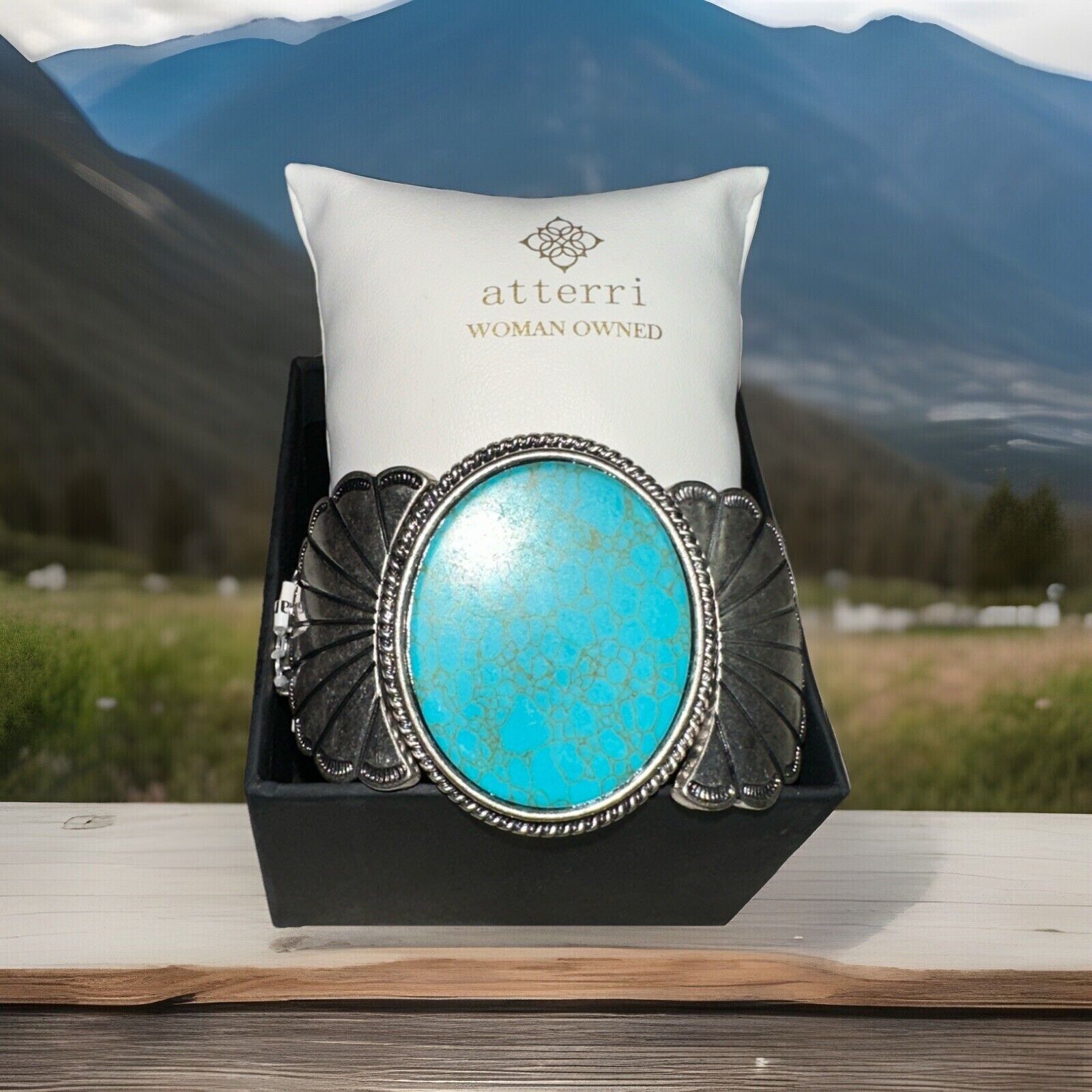 Other Blue Turquoise Silver Western Southwest Stretch Bracelet Ran Size ONE SIZE - 2 Thumbnail