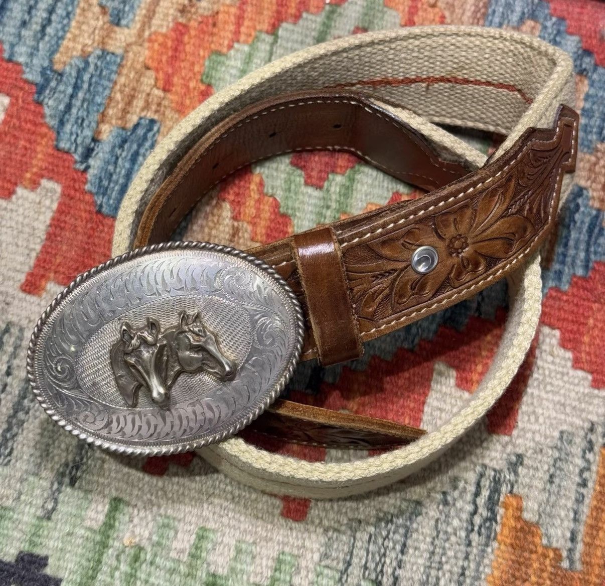 Ralph Lauren Ralph Lauren RL Overlay Carved Horse Head Buckle Belt K22 Size ONE SIZE - 2 Thumbnail